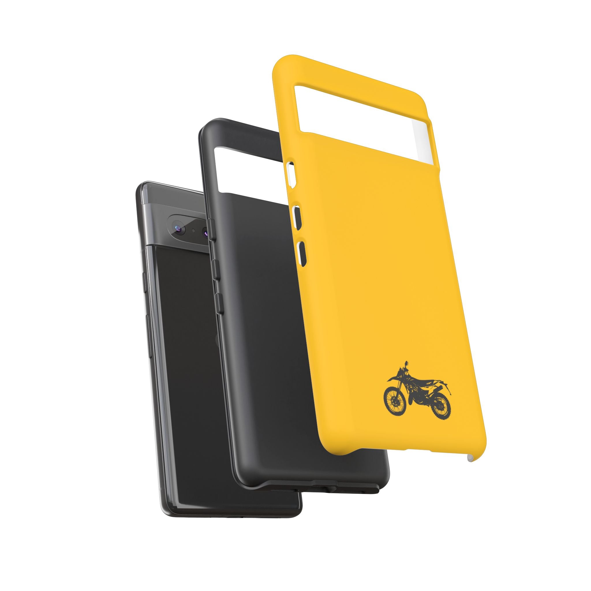 Motorcycle Phone Case, Tough Phone Cover, Gift for Bikers, Durable Tech Accessory, Yellow Motorcycle Design