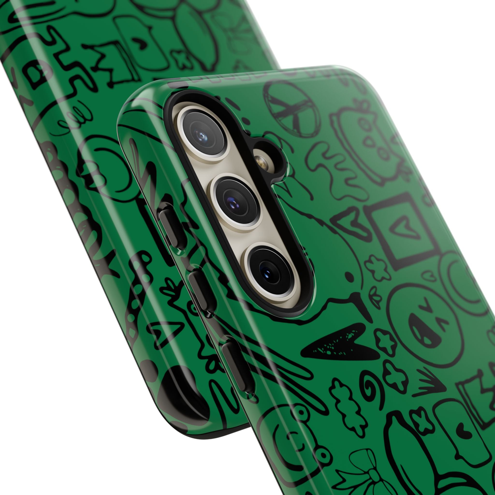 Playful Phone Case, Vibrant Green Tough Case, Quirky Graphic Design, Unique Gift for Kids, Fun Accessories, Christmas, Birthday