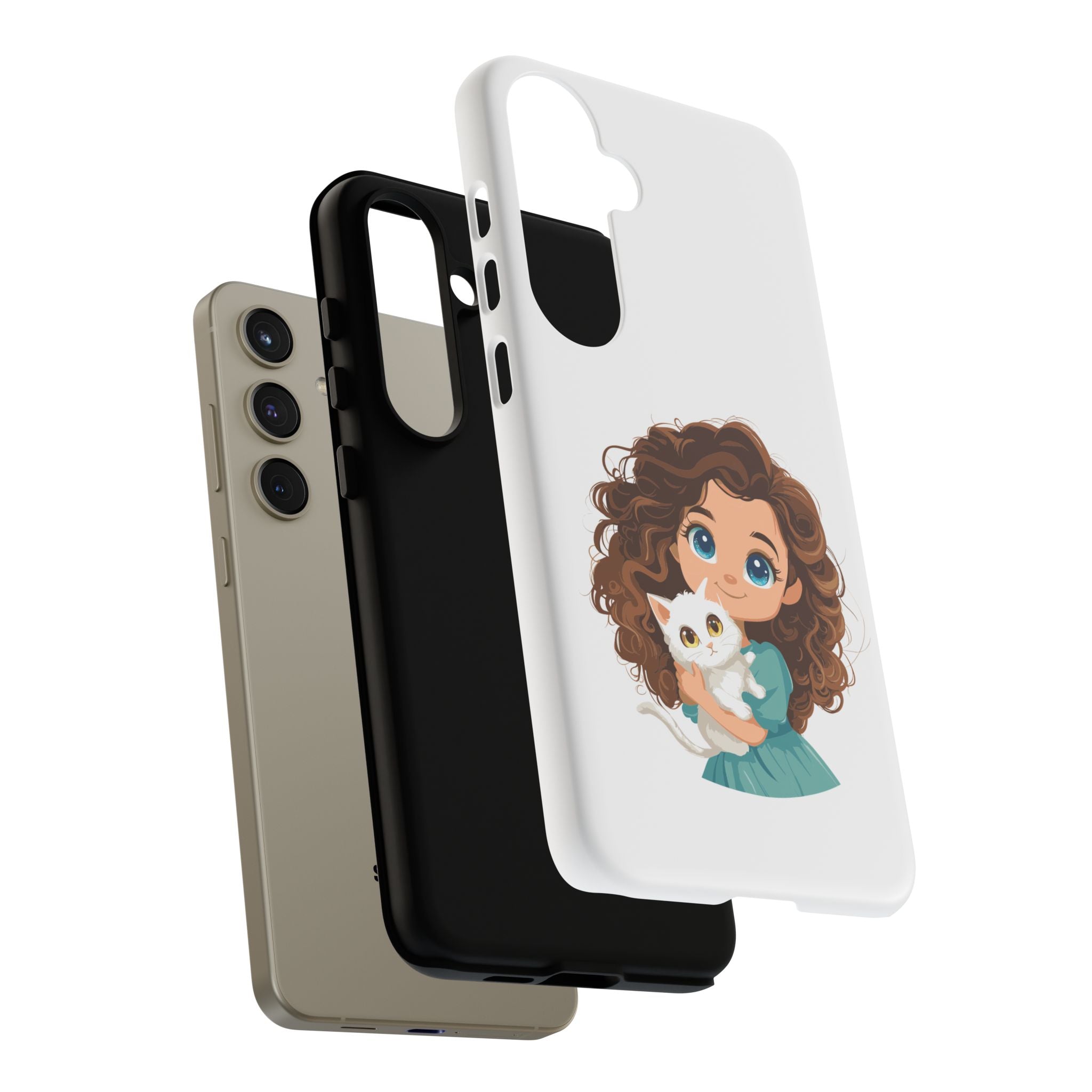Cute Cat Lover Phone Case, Tough Phone Cover, Pet Lover Gift, Personalized Gift, Kids Phone Case, Animal Lover Accessories
