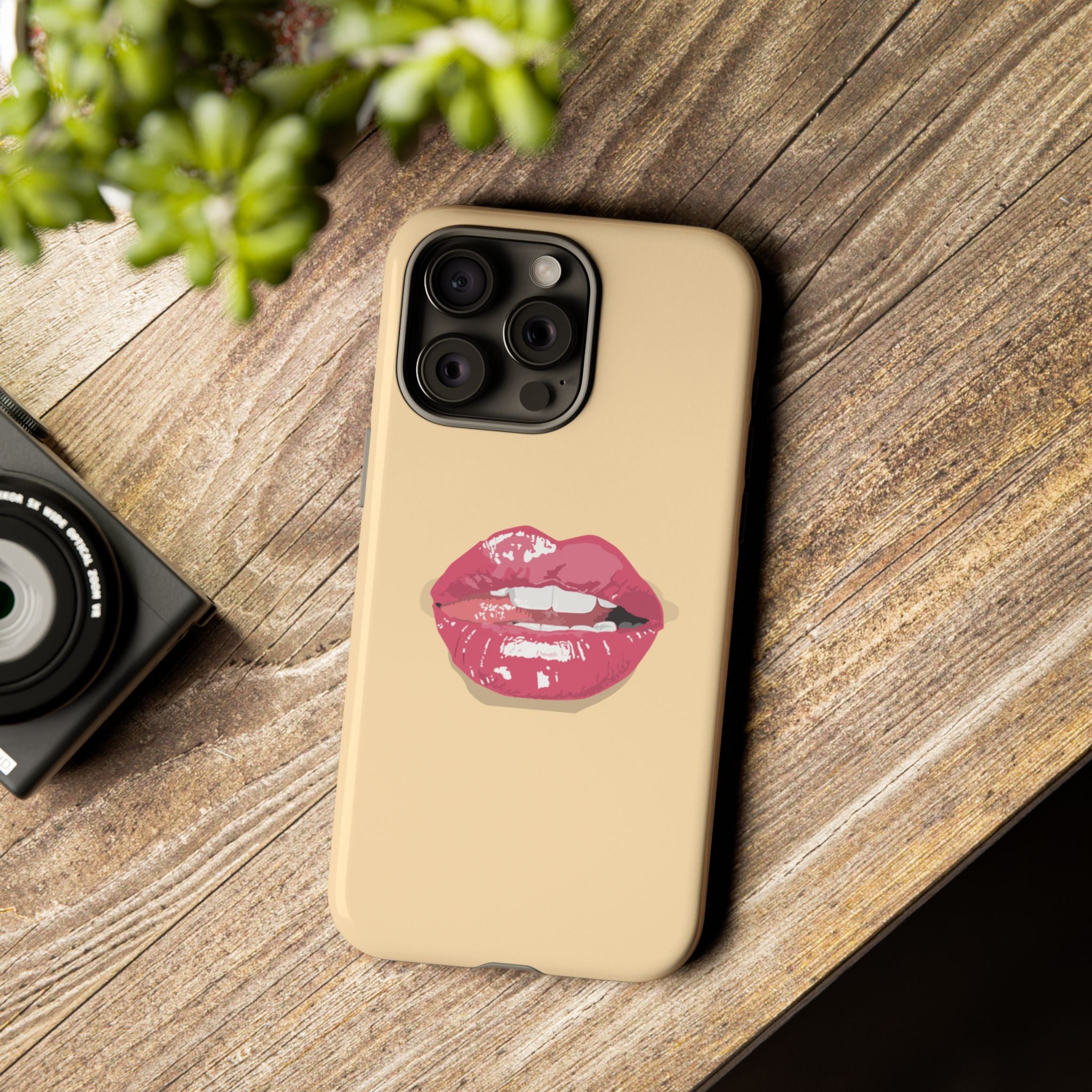 Stylish Phone Case with Lip Print, Trendy Mobile Cover, Fashion Accessory, Gift for Her, Cute Cell Phone Case