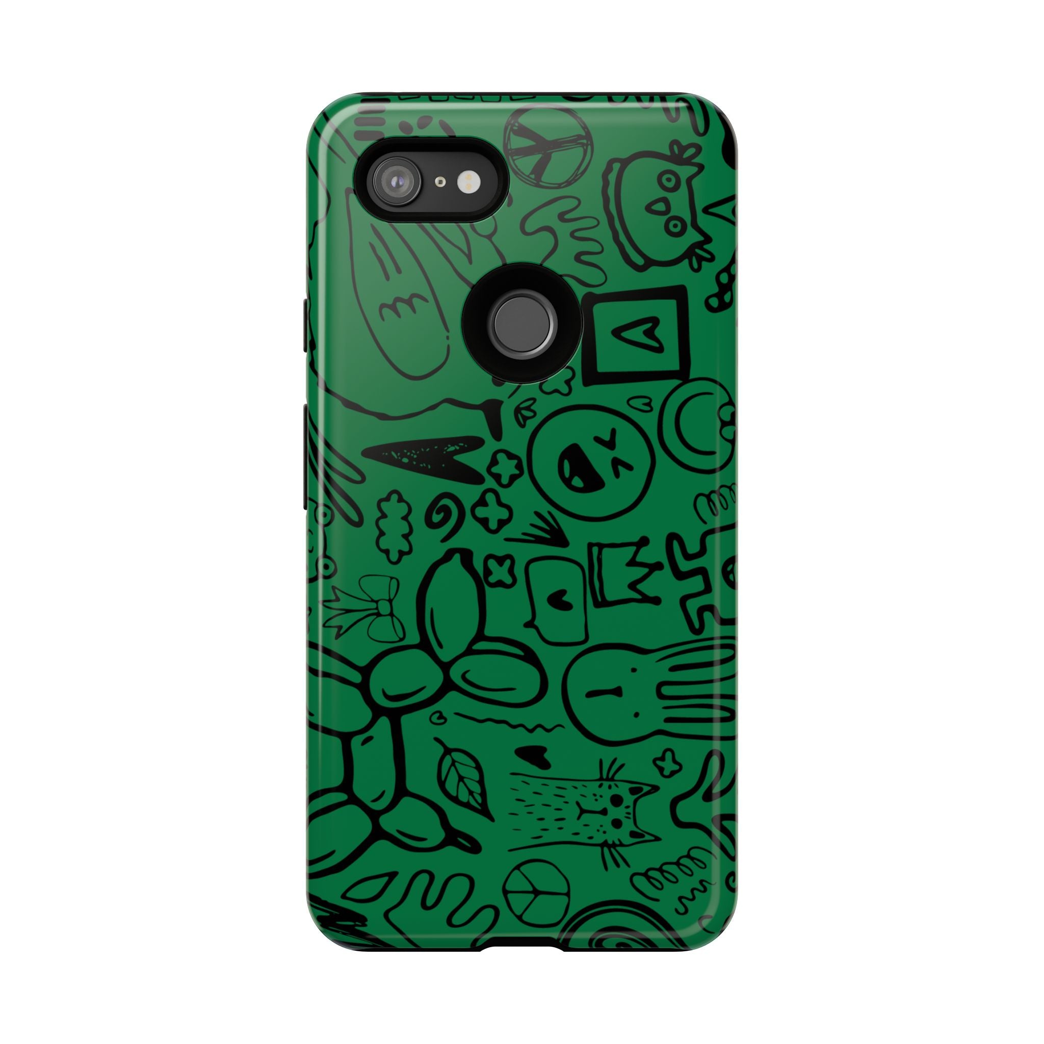 Playful Phone Case, Vibrant Green Tough Case, Quirky Graphic Design, Unique Gift for Kids, Fun Accessories, Christmas, Birthday