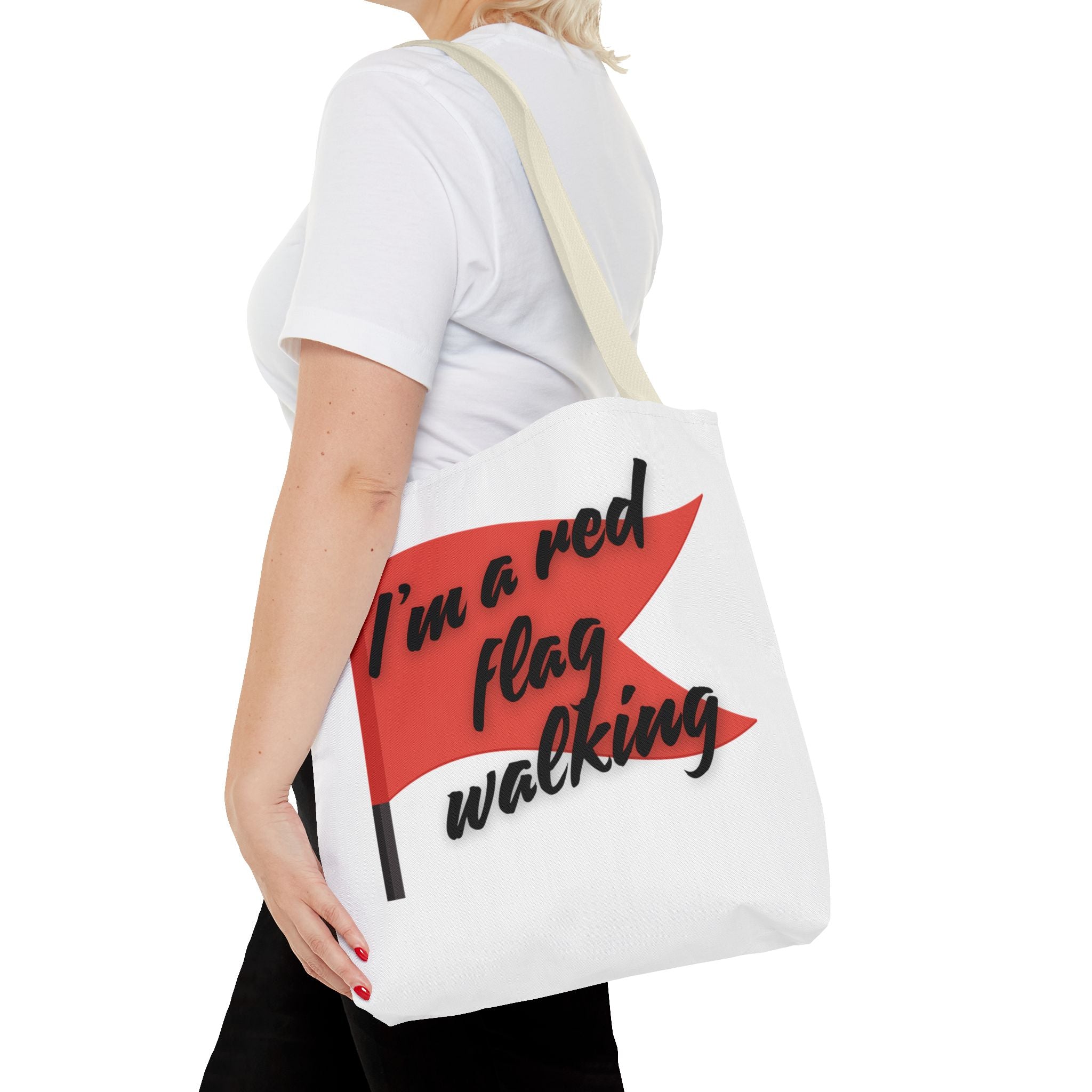 Red Flag Tote Bag, Fun Gift for Friends, Perfect for Beach Days, Casual Shopping, and Everyday Use