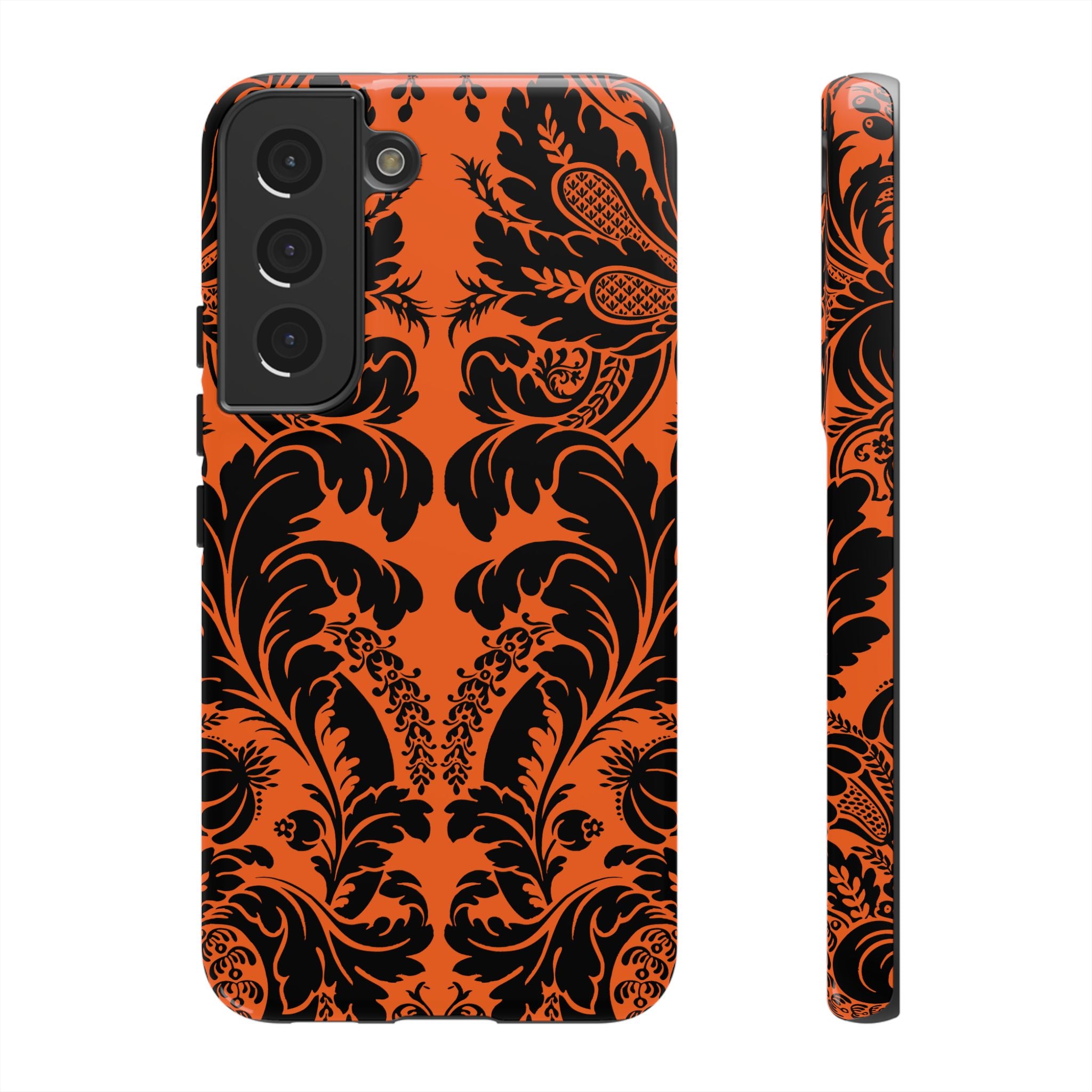 Elegant Phone Case with Orange Floral Design | Tough Cases, Smartphone Cover, Gift for Her, Floral Patterns, Stylish Accessories