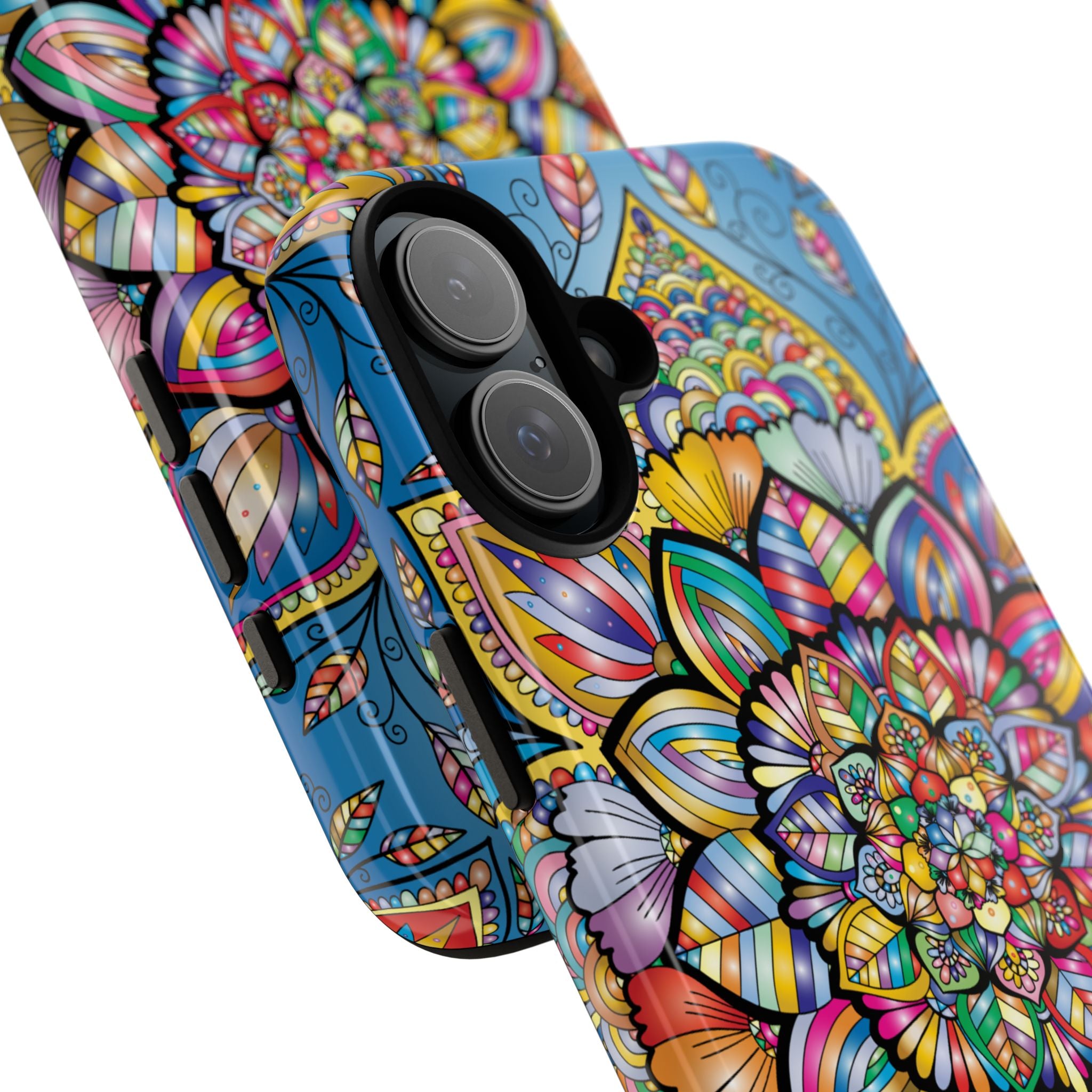 Vibrant Floral Phone Case, Tough Phone Cover, Colorful Mobile Accessory, Artistic Gift, Mandala Design, Everyday Use