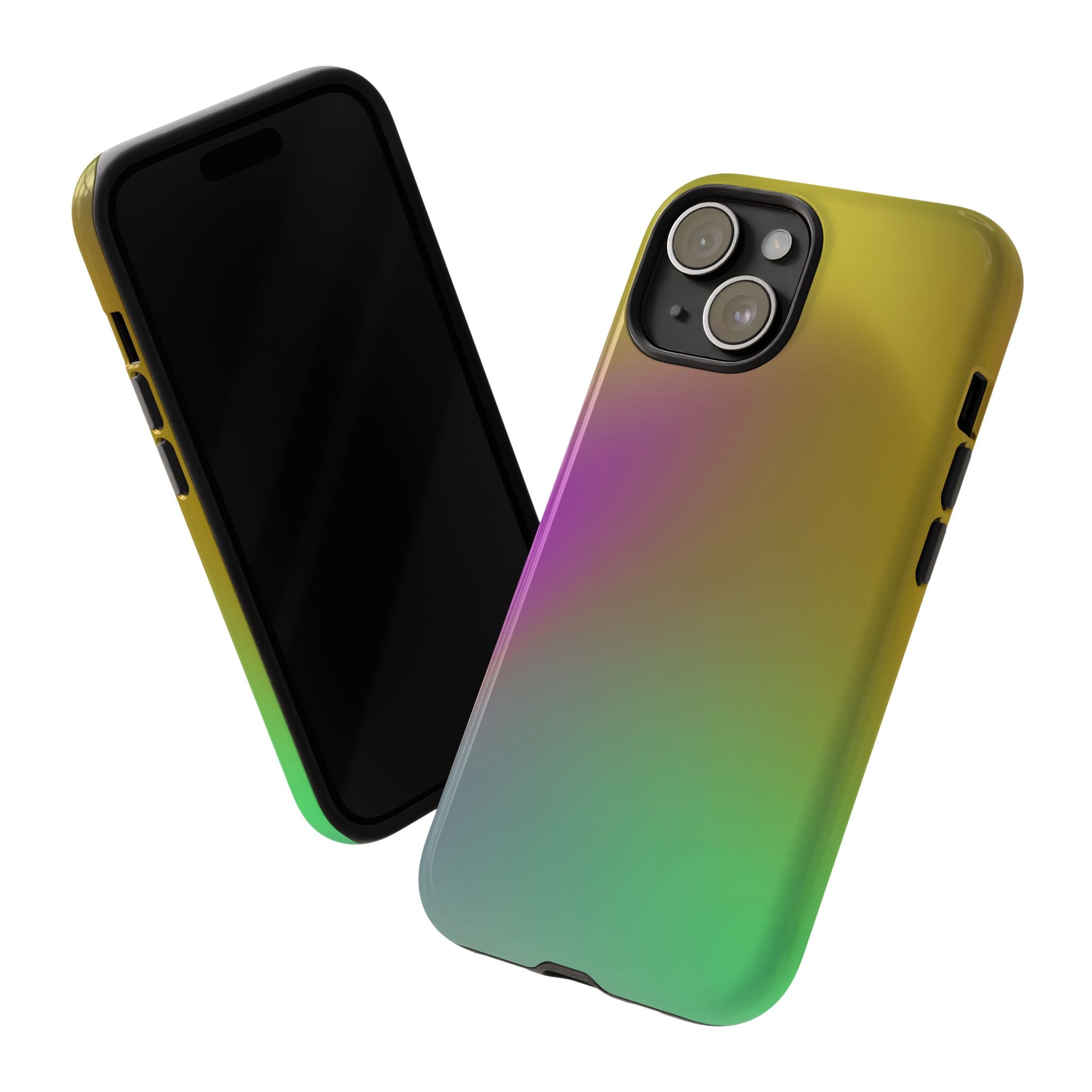 Vibrant Phone Case, Tough Cases, Colorful Phone Cover, Durable Mobile Case, Yellow Green Gradient Design