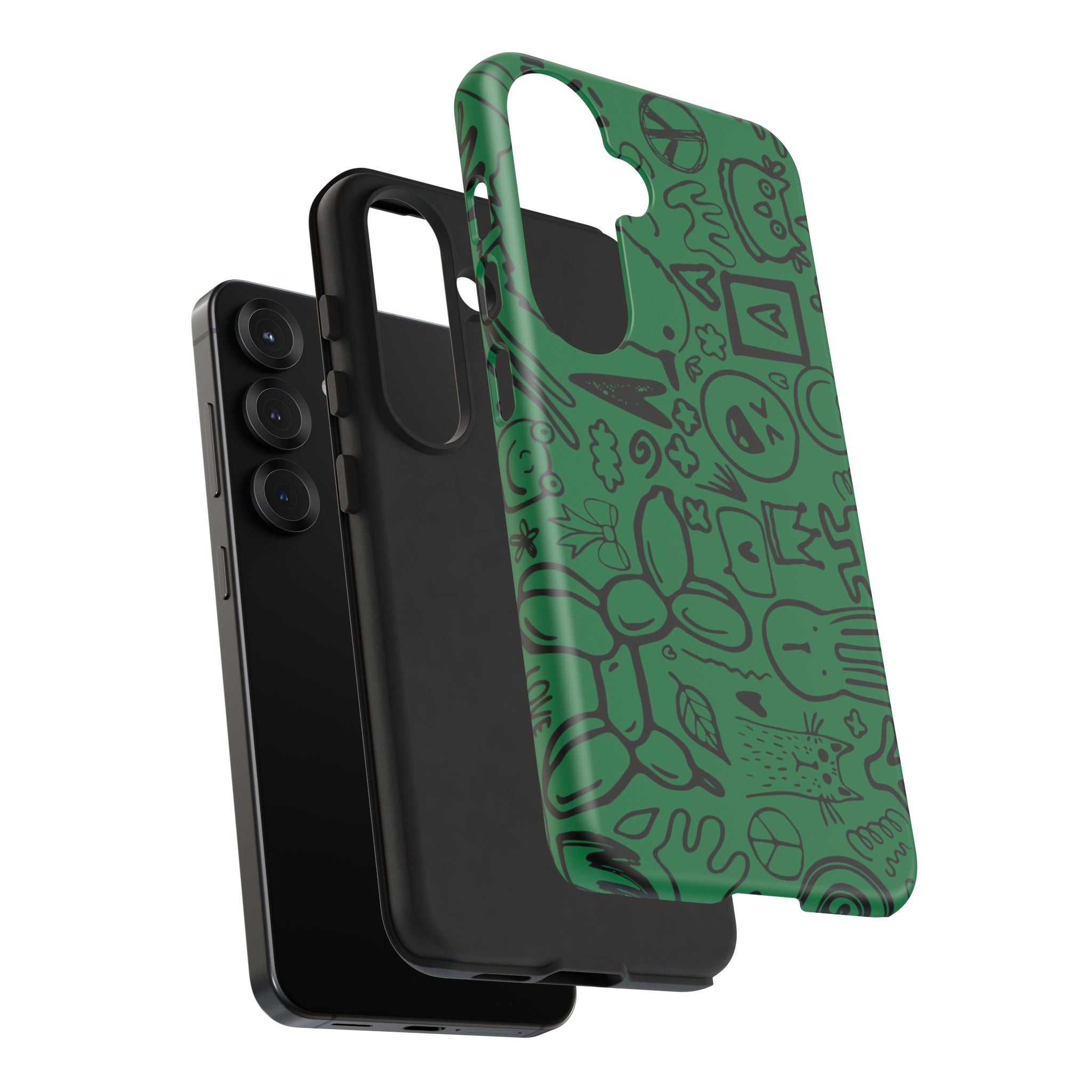 Playful Phone Case, Vibrant Green Tough Case, Quirky Graphic Design, Unique Gift for Kids, Fun Accessories, Christmas, Birthday