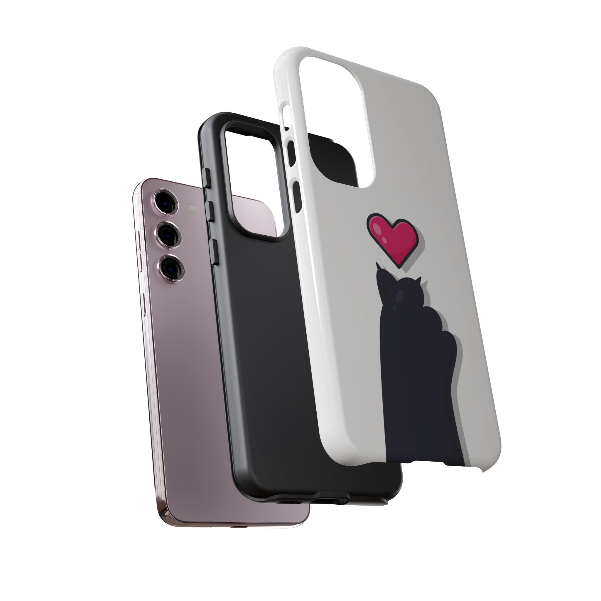 Cute Cat Love Phone Case, Tough Cell Phone Cover, Animal Lover Gifts, Pet Parent Accessories, Valentine's Day Essentials