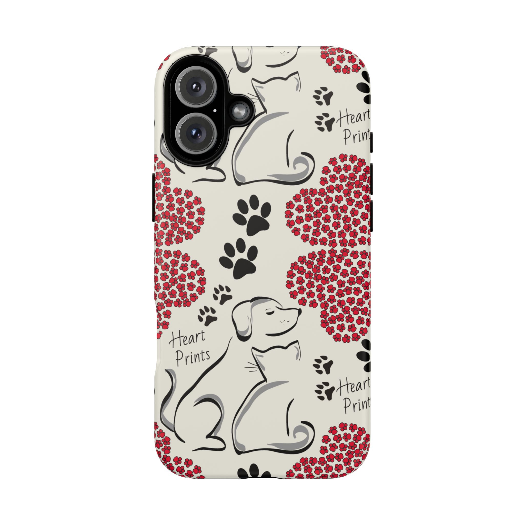 Stylish Phone Case with Heart Prints for Pet Lovers, Dog Lover Gift, Floral Pattern, Customizable Design, Cute Animal Accessories