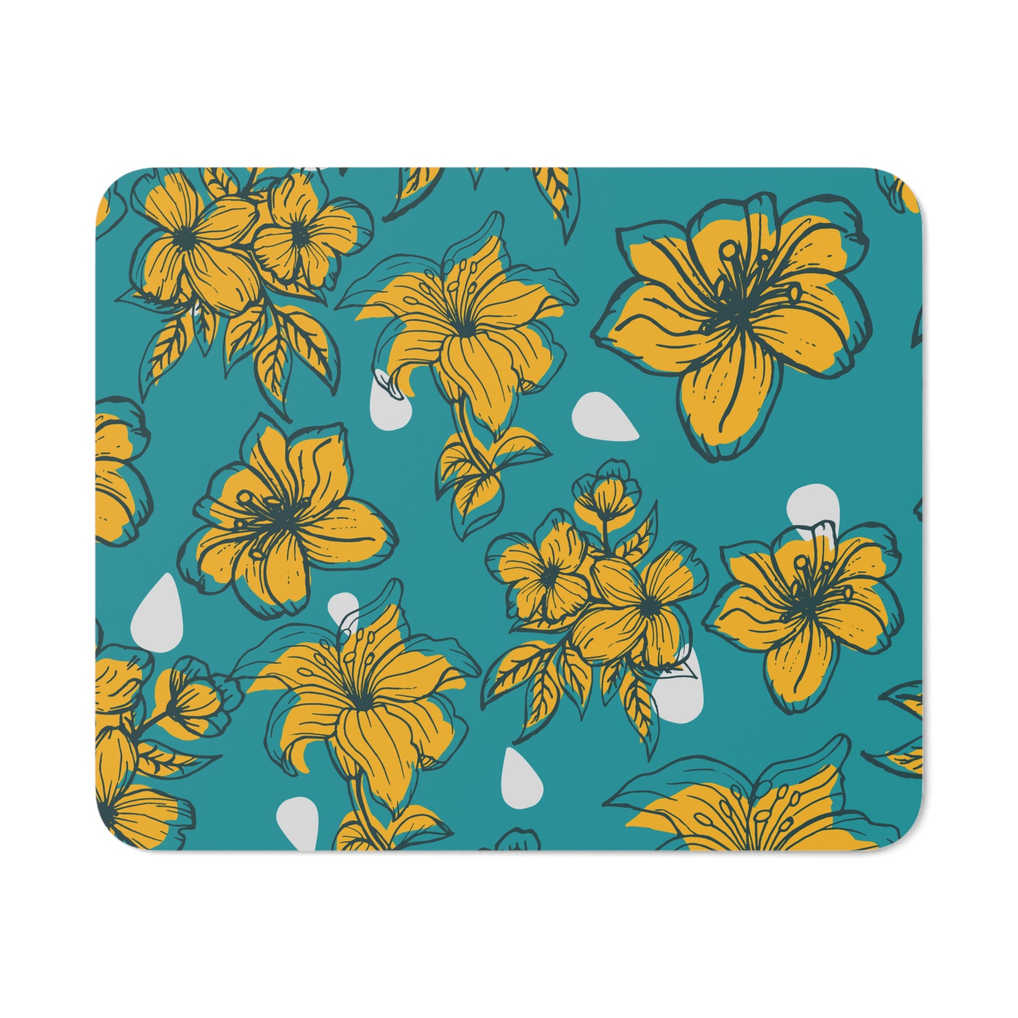 Floral Desk Mouse Pad | Vibrant Office Decor, Gift for Flower Lovers, Functional Desk Accessory, Computer Mouse Mat, Tropical Floral Design