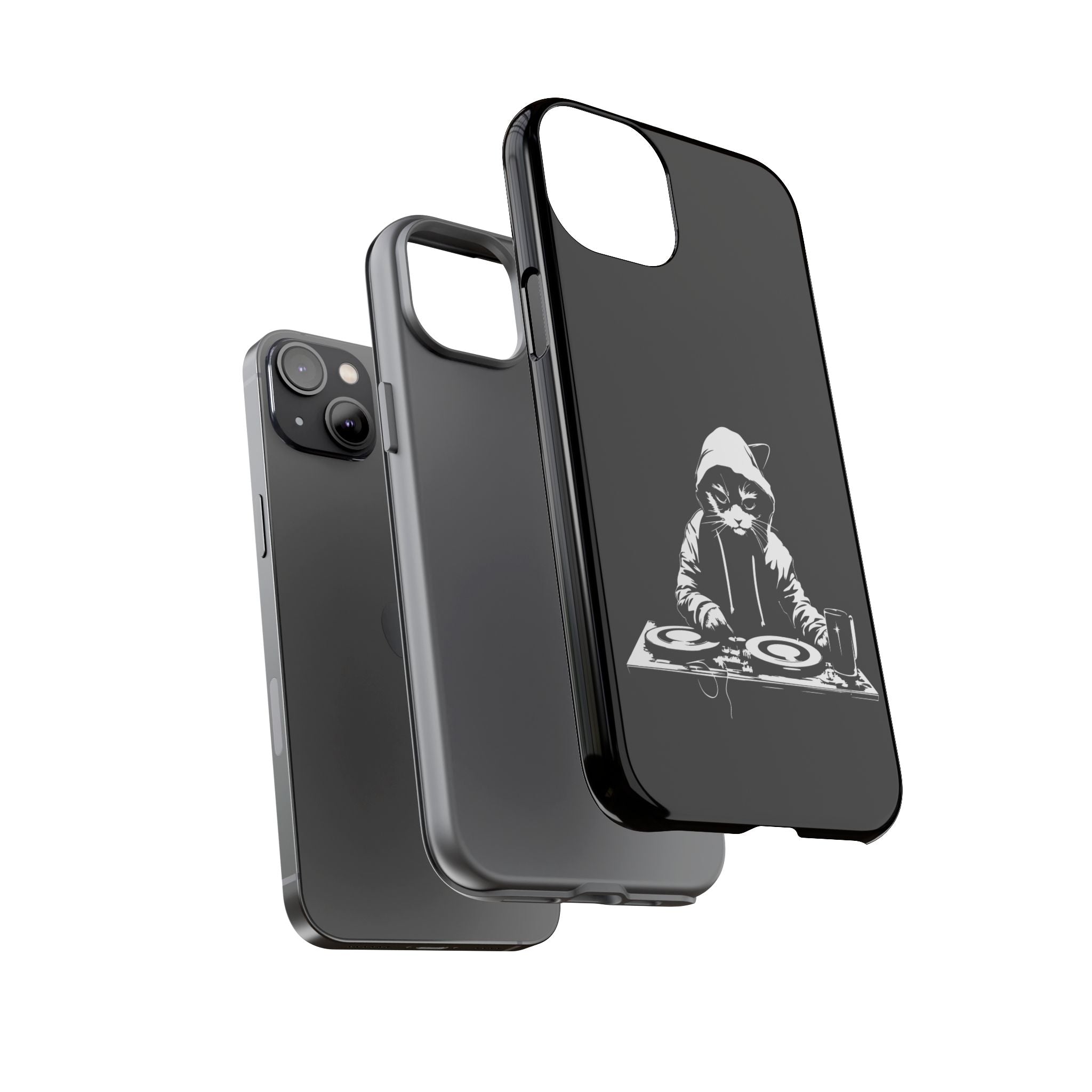 DJ Cat Phone Case, Tough Phone Cover, Pet Lover Gift, Music Enthusiast Accessory, Cute Cat Decor, Unique Case Design
