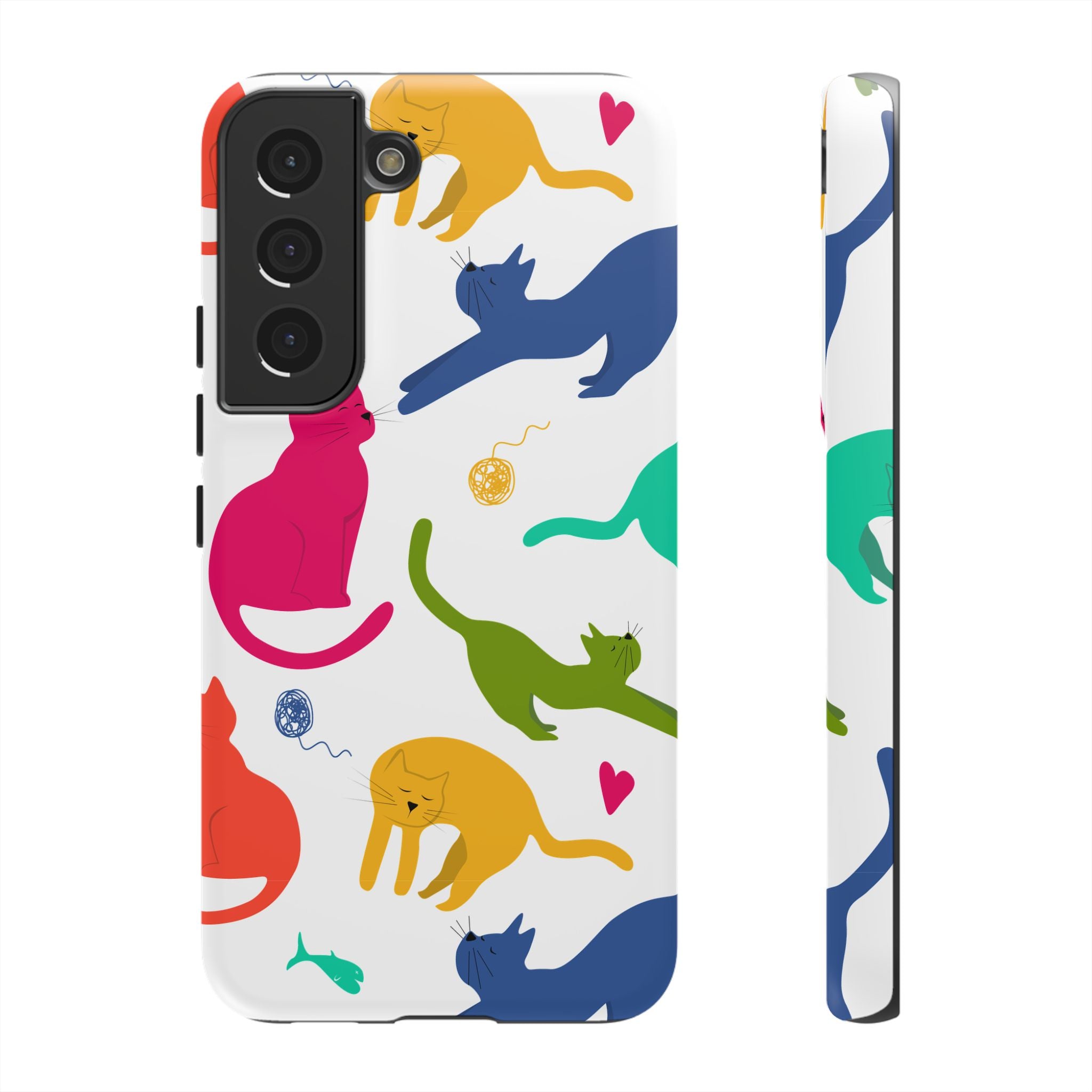 Colorful Cat Phone Case, Fun Pet Lover Gift, Tough Phone Cover, Cute Cat Accessories, Animal Theme Decor