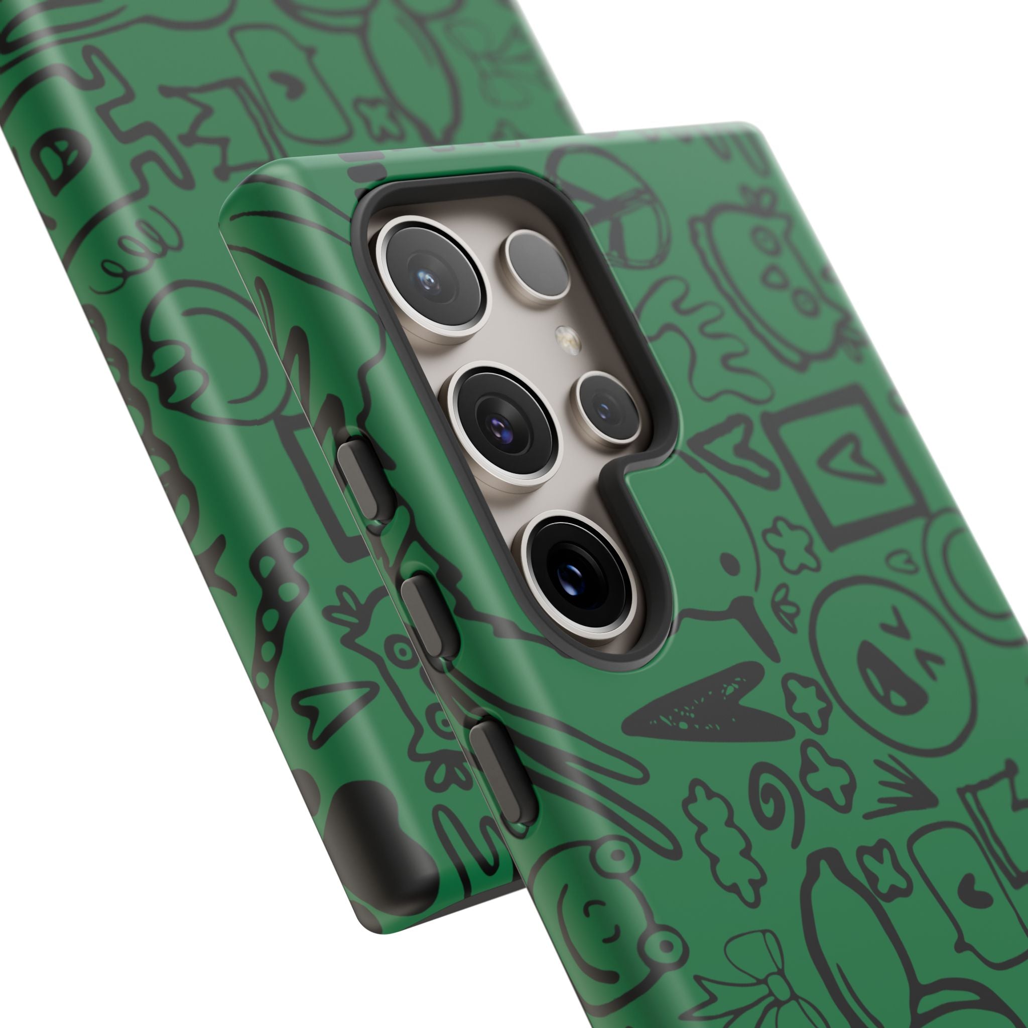 Playful Phone Case, Vibrant Green Tough Case, Quirky Graphic Design, Unique Gift for Kids, Fun Accessories, Christmas, Birthday