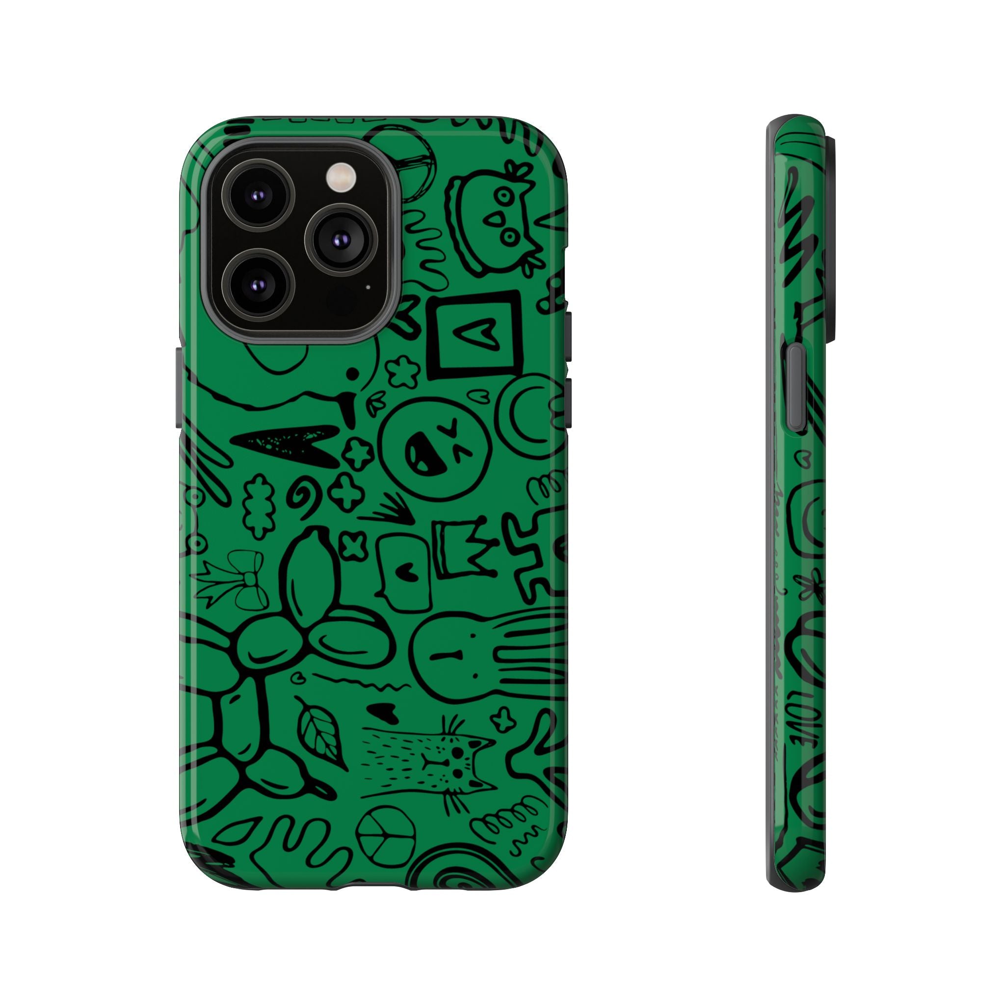 Playful Phone Case, Vibrant Green Tough Case, Quirky Graphic Design, Unique Gift for Kids, Fun Accessories, Christmas, Birthday