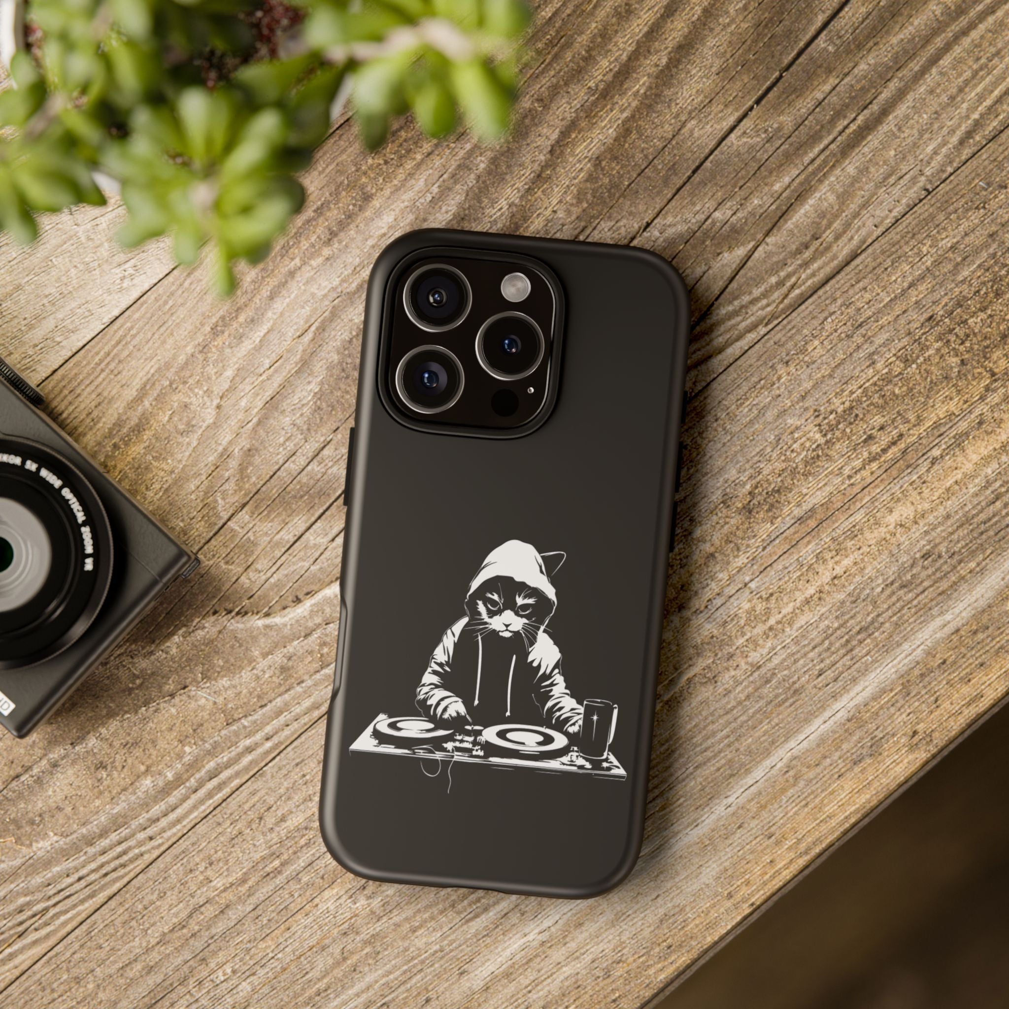 DJ Cat Phone Case, Tough Phone Cover, Pet Lover Gift, Music Enthusiast Accessory, Cute Cat Decor, Unique Case Design