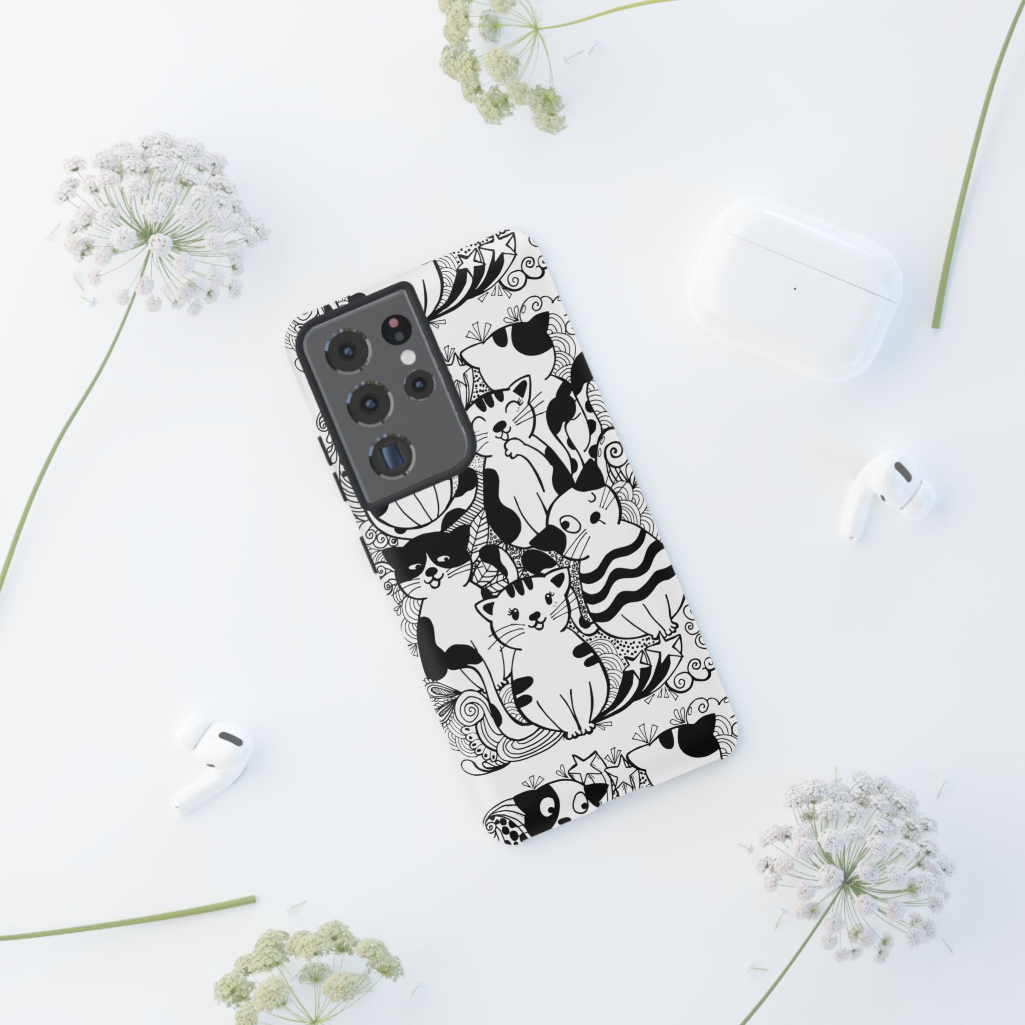 Cat-Themed Phone Case, Cute Cat Art, Pet Lover Gift, Birthday Present, Unique Cat Decor, Fun Tech Accessories, Animal Lover Case