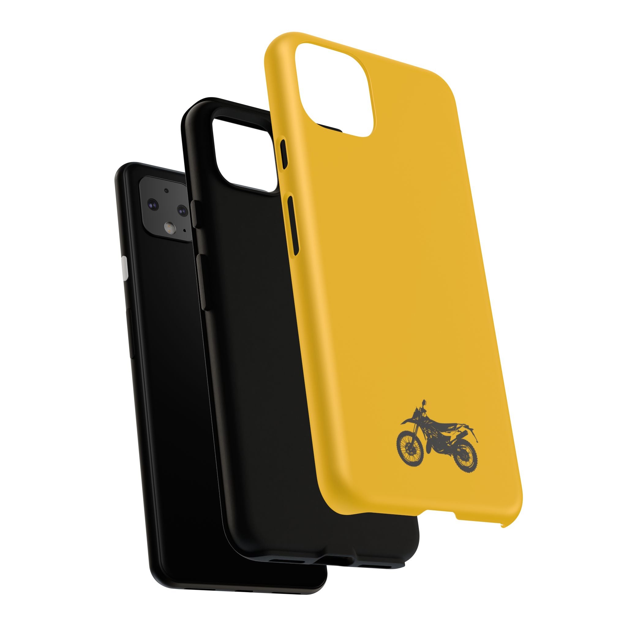 Motorcycle Phone Case, Tough Phone Cover, Gift for Bikers, Durable Tech Accessory, Yellow Motorcycle Design