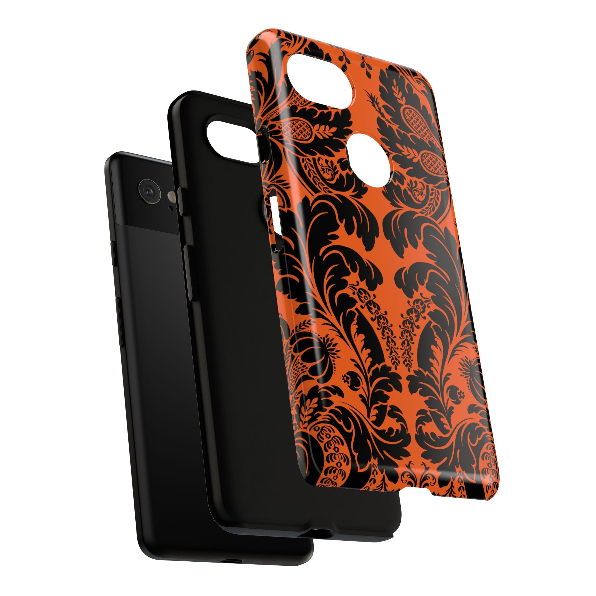 Elegant Phone Case with Orange Floral Design | Tough Cases, Smartphone Cover, Gift for Her, Floral Patterns, Stylish Accessories