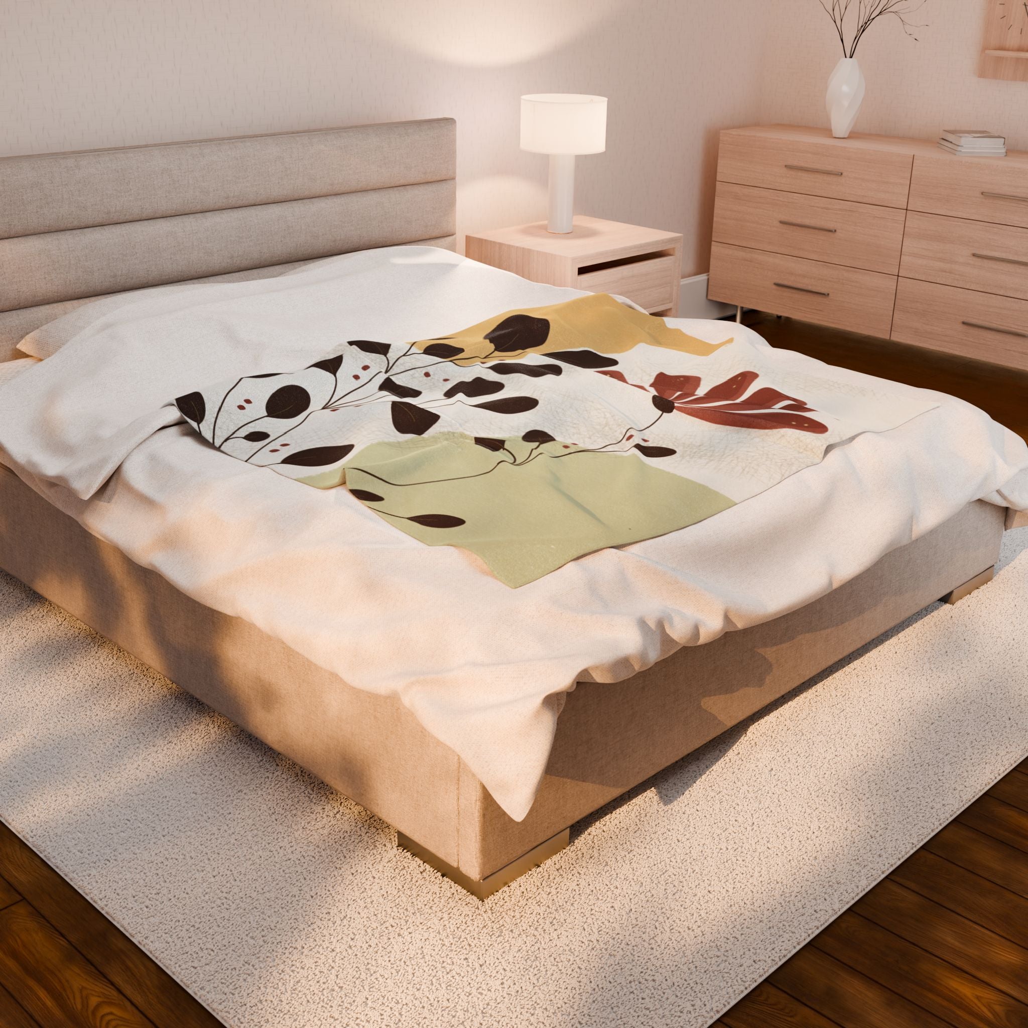Cozy Floral Velveteen Blanket, Soft Throw Blanket for Home Decor, Perfect Gift for Relaxation, Boho Style, Ideal for All Seasons