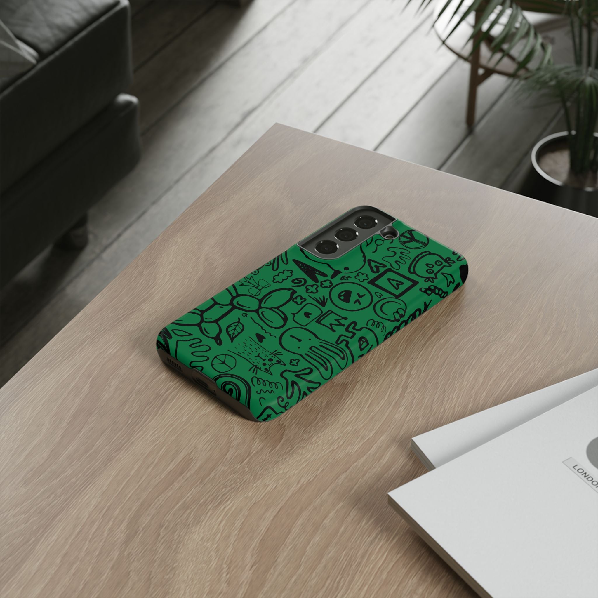 Playful Phone Case, Vibrant Green Tough Case, Quirky Graphic Design, Unique Gift for Kids, Fun Accessories, Christmas, Birthday
