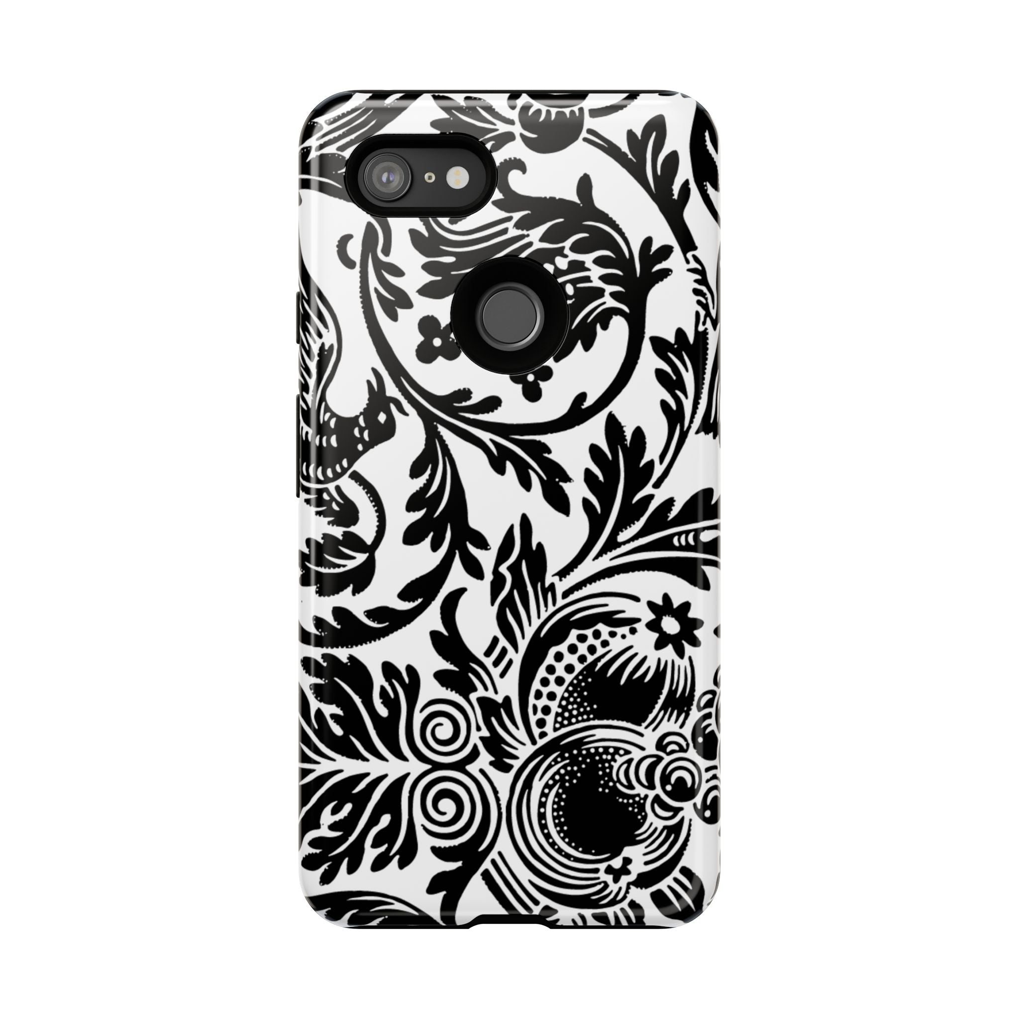 Elegant Black Floral Phone Case, Tough Cases, Stylish Phone Protection, Gift for Her, Floral Design, Trendy Accessories