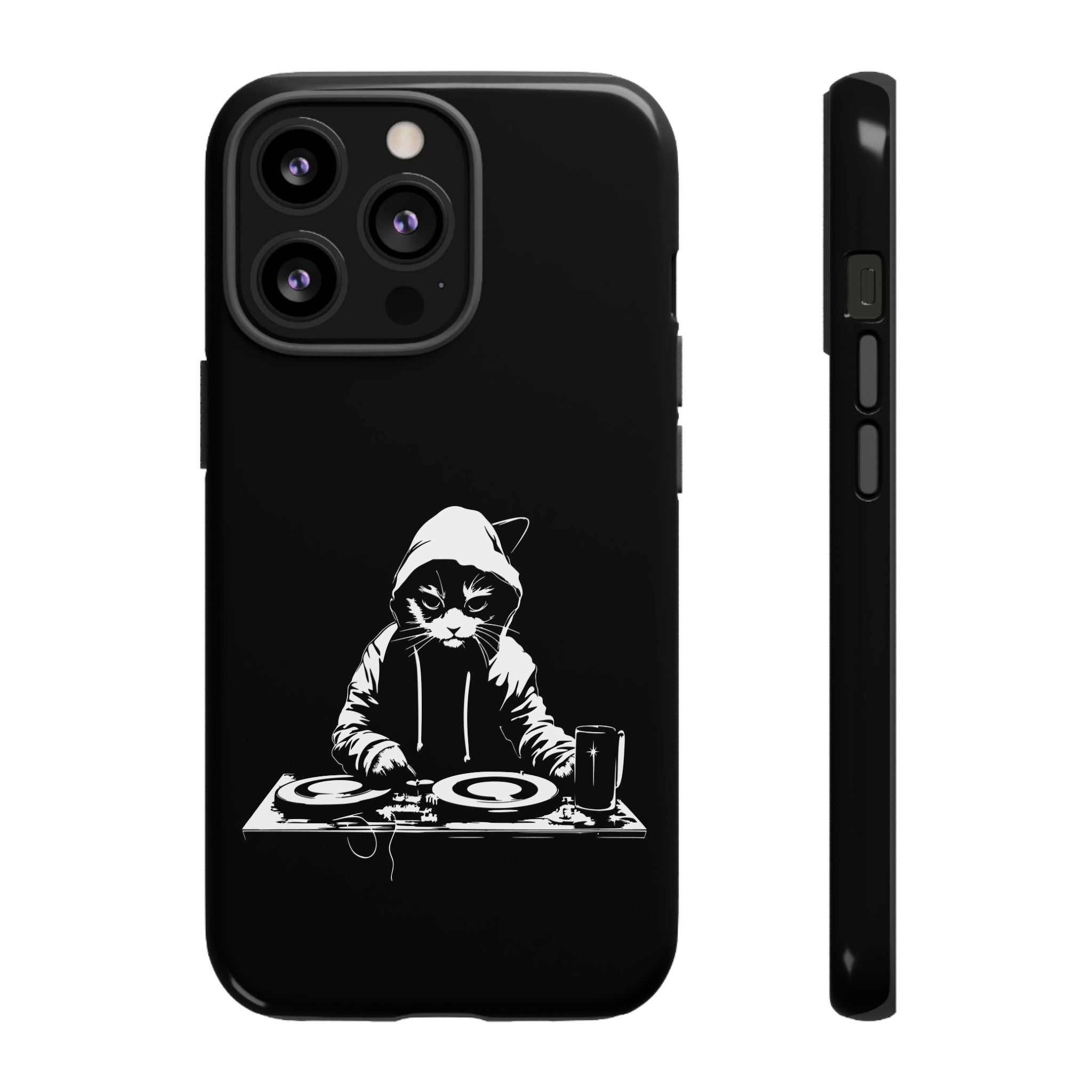DJ Cat Phone Case, Tough Phone Cover, Pet Lover Gift, Music Enthusiast Accessory, Cute Cat Decor, Unique Case Design