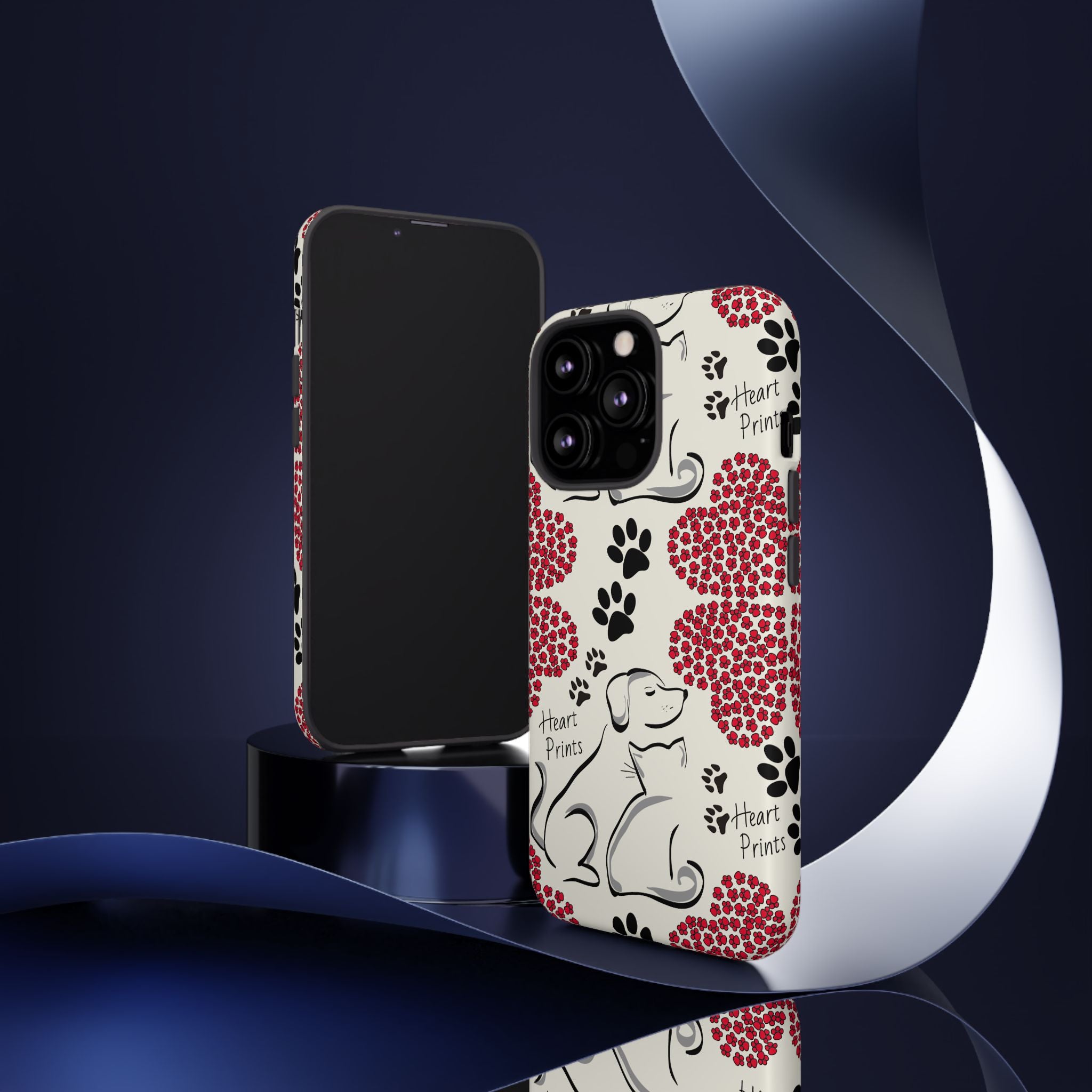 Stylish Phone Case with Heart Prints for Pet Lovers, Dog Lover Gift, Floral Pattern, Customizable Design, Cute Animal Accessories