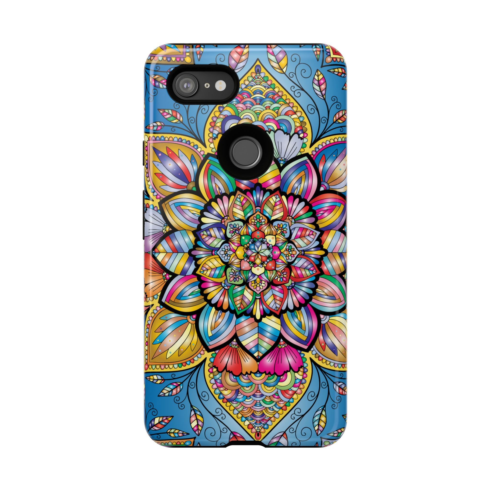 Vibrant Floral Phone Case, Tough Phone Cover, Colorful Mobile Accessory, Artistic Gift, Mandala Design, Everyday Use