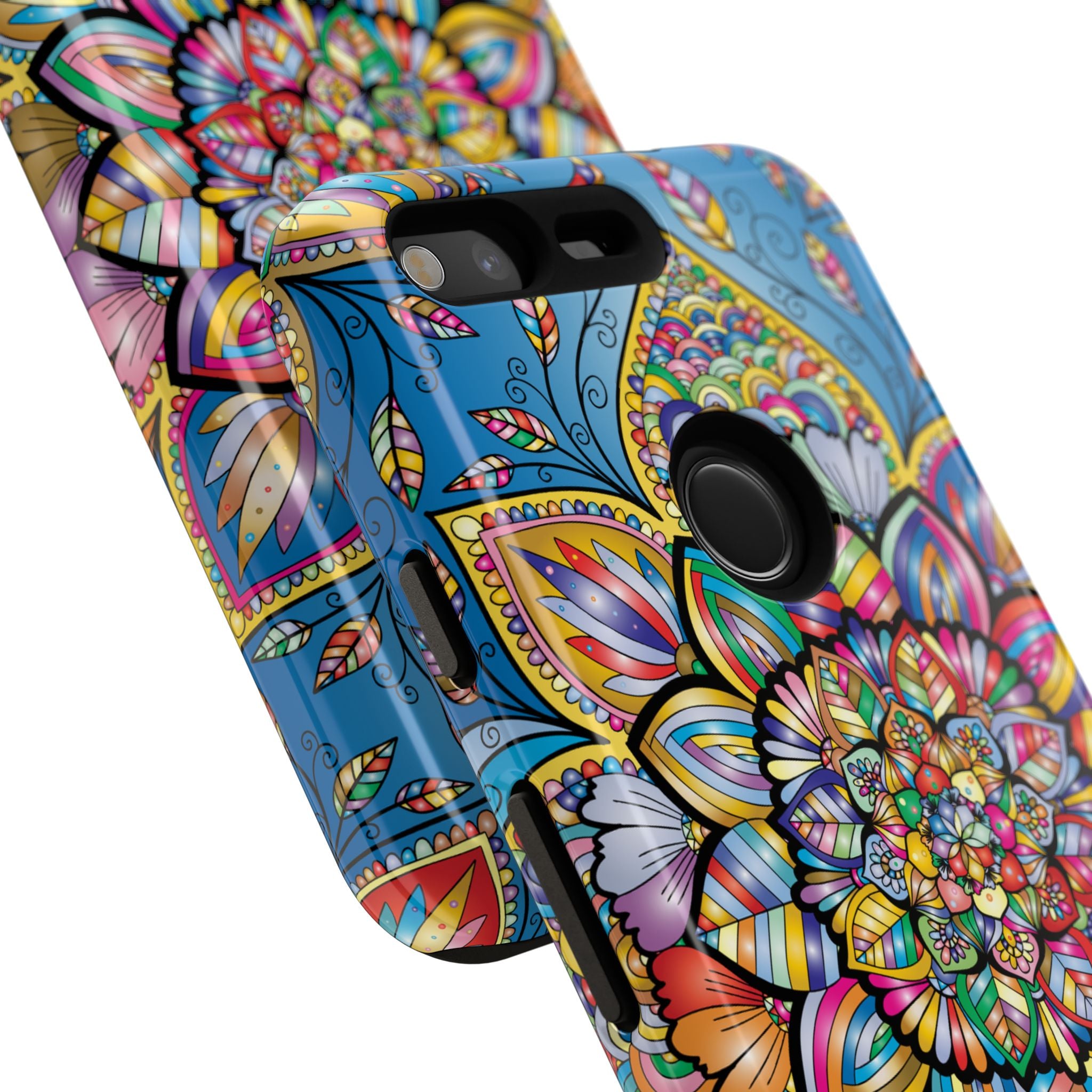 Vibrant Floral Phone Case, Tough Phone Cover, Colorful Mobile Accessory, Artistic Gift, Mandala Design, Everyday Use