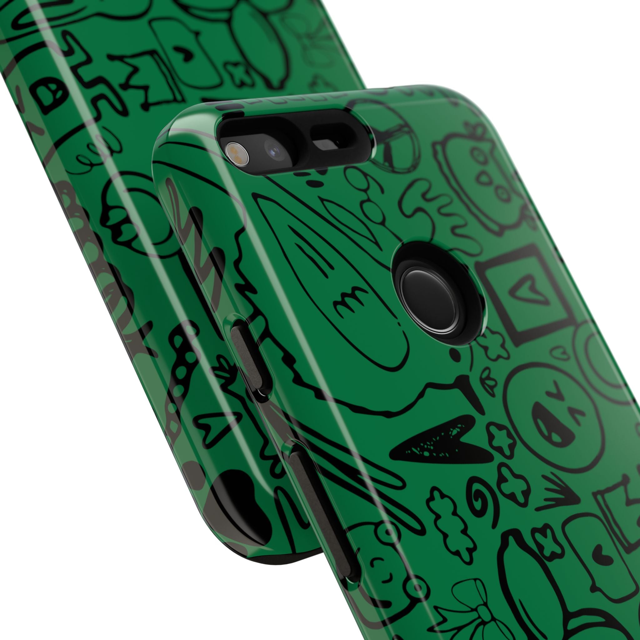 Playful Phone Case, Vibrant Green Tough Case, Quirky Graphic Design, Unique Gift for Kids, Fun Accessories, Christmas, Birthday