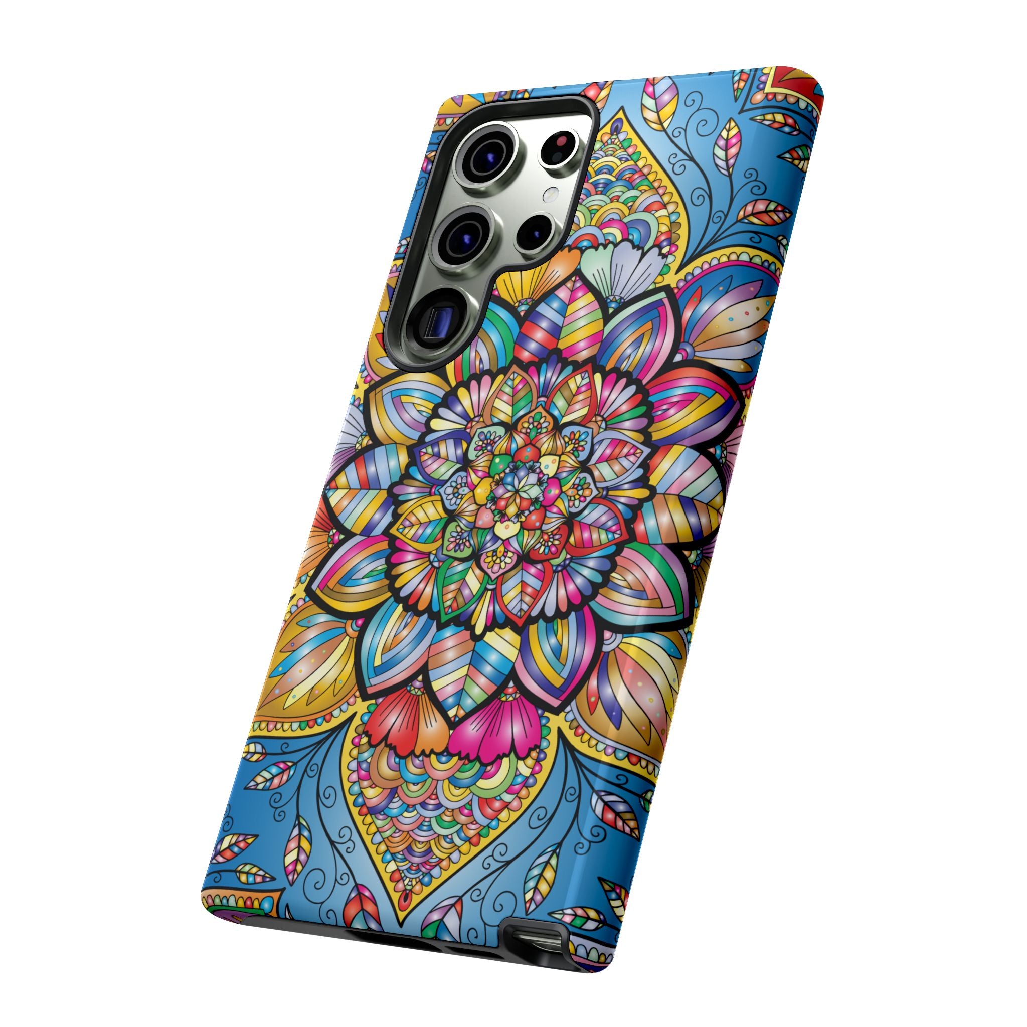 Vibrant Floral Phone Case, Tough Phone Cover, Colorful Mobile Accessory, Artistic Gift, Mandala Design, Everyday Use
