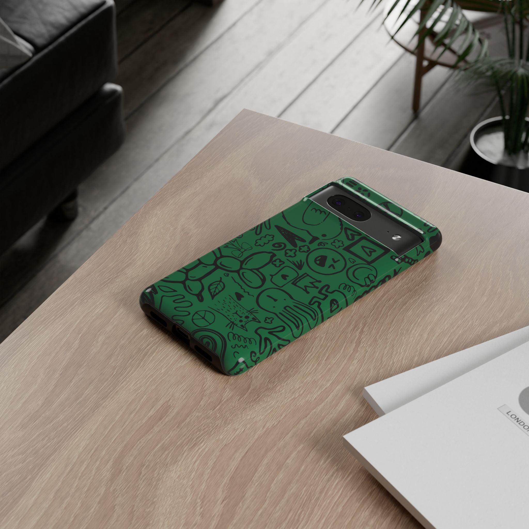 Playful Phone Case, Vibrant Green Tough Case, Quirky Graphic Design, Unique Gift for Kids, Fun Accessories, Christmas, Birthday