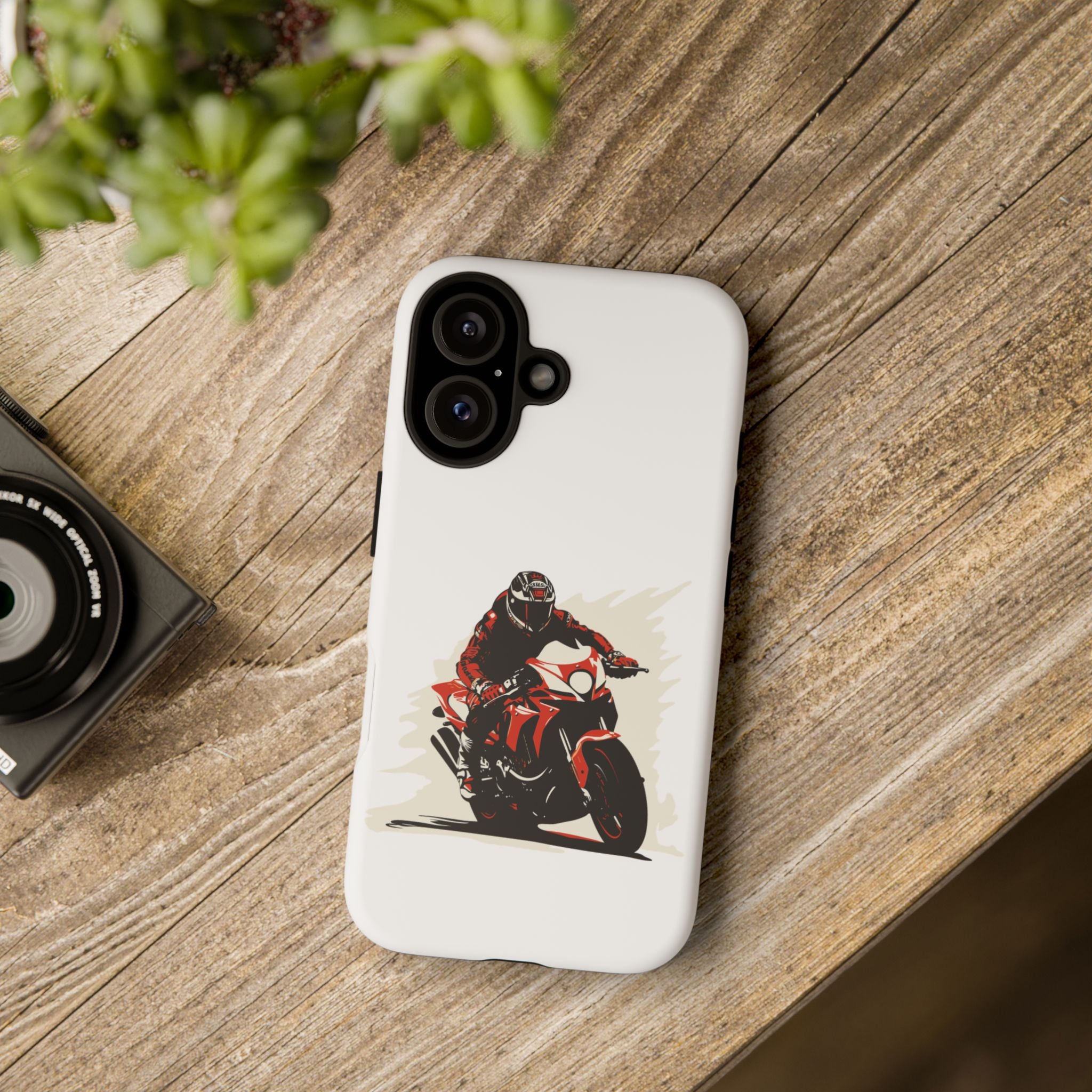 Motorcycle Phone Case, Tough Cases for Riders, Biker Accessory, Gifts for Motorcyclists, Red Bike Design
