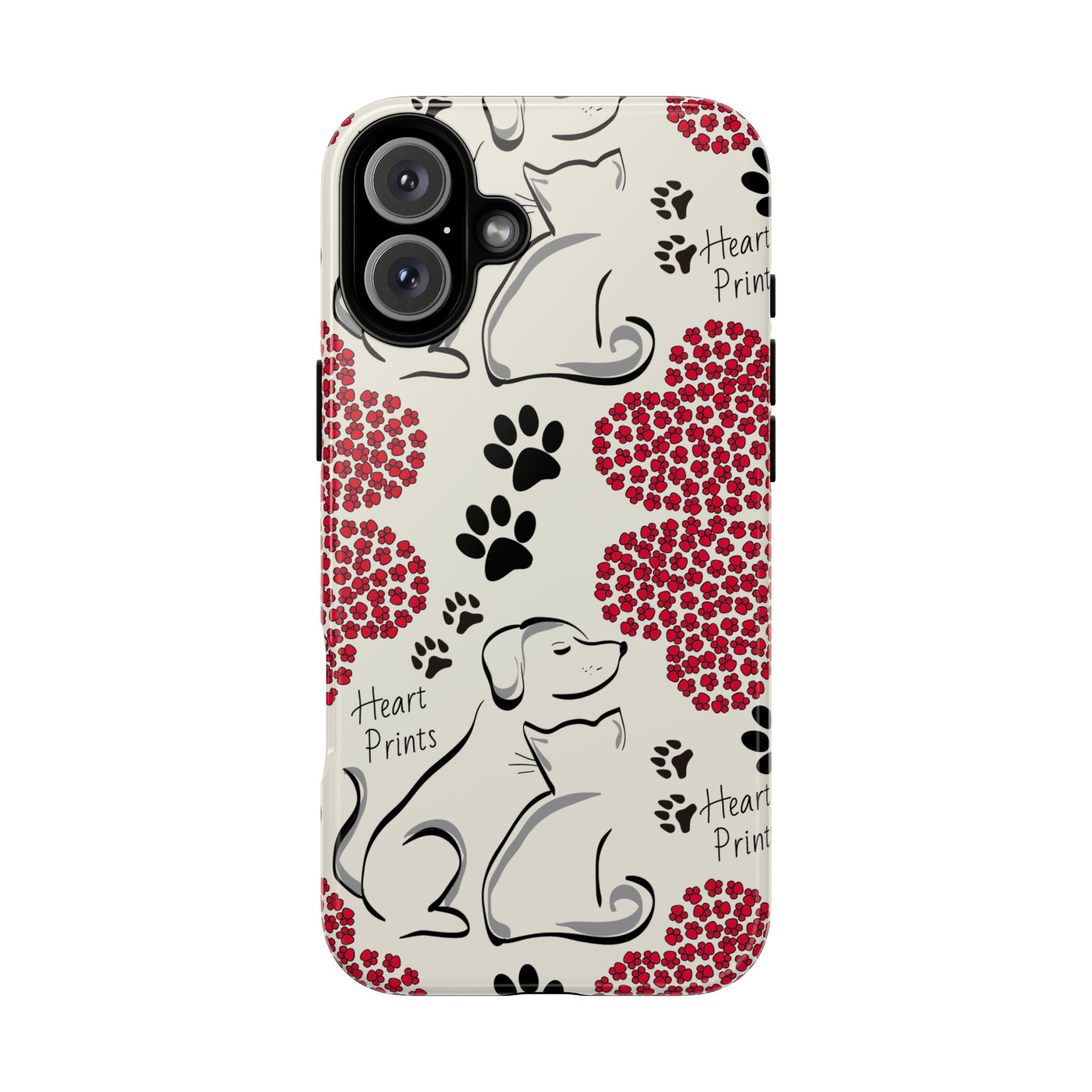 Stylish Phone Case with Heart Prints for Pet Lovers, Dog Lover Gift, Floral Pattern, Customizable Design, Cute Animal Accessories