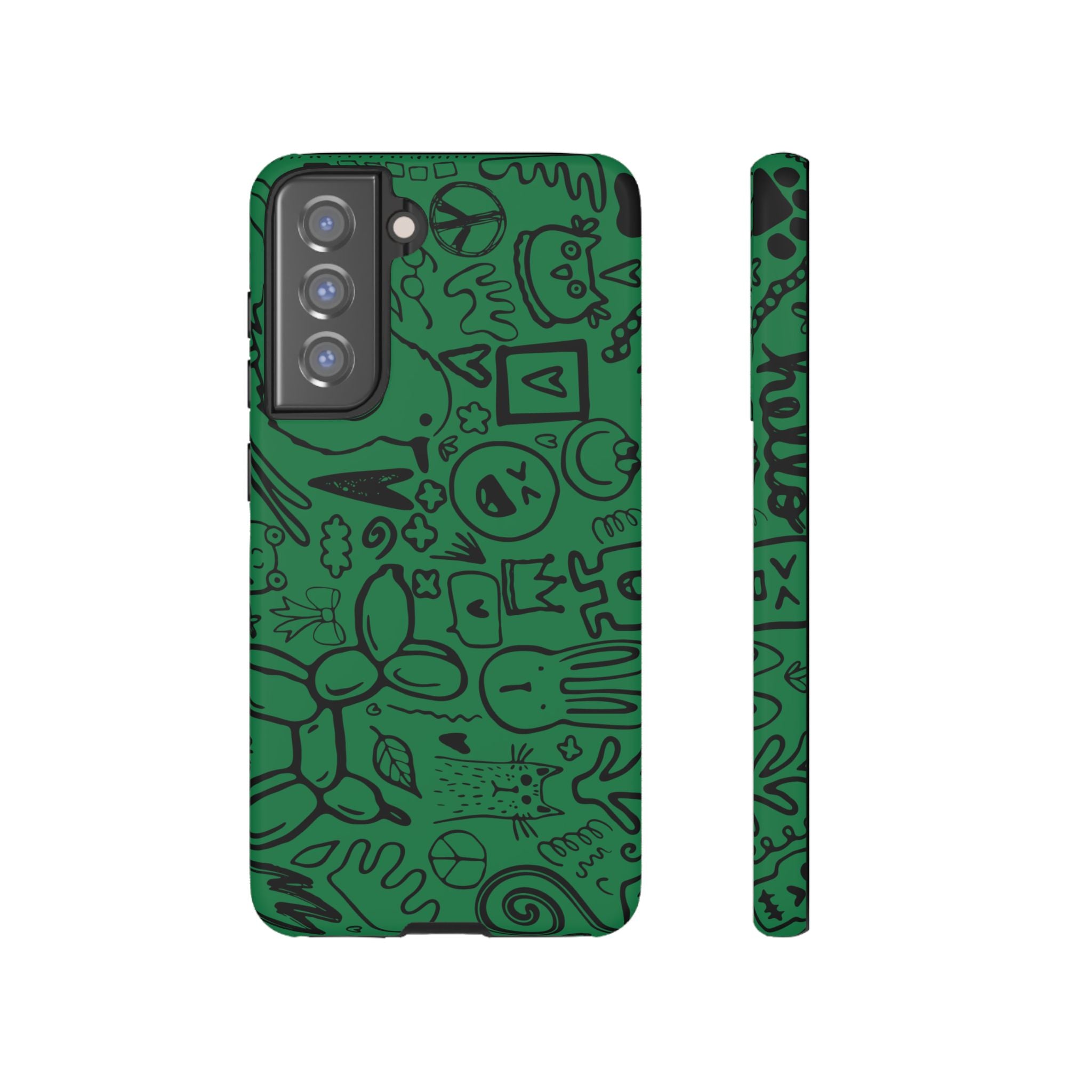 Playful Phone Case, Vibrant Green Tough Case, Quirky Graphic Design, Unique Gift for Kids, Fun Accessories, Christmas, Birthday
