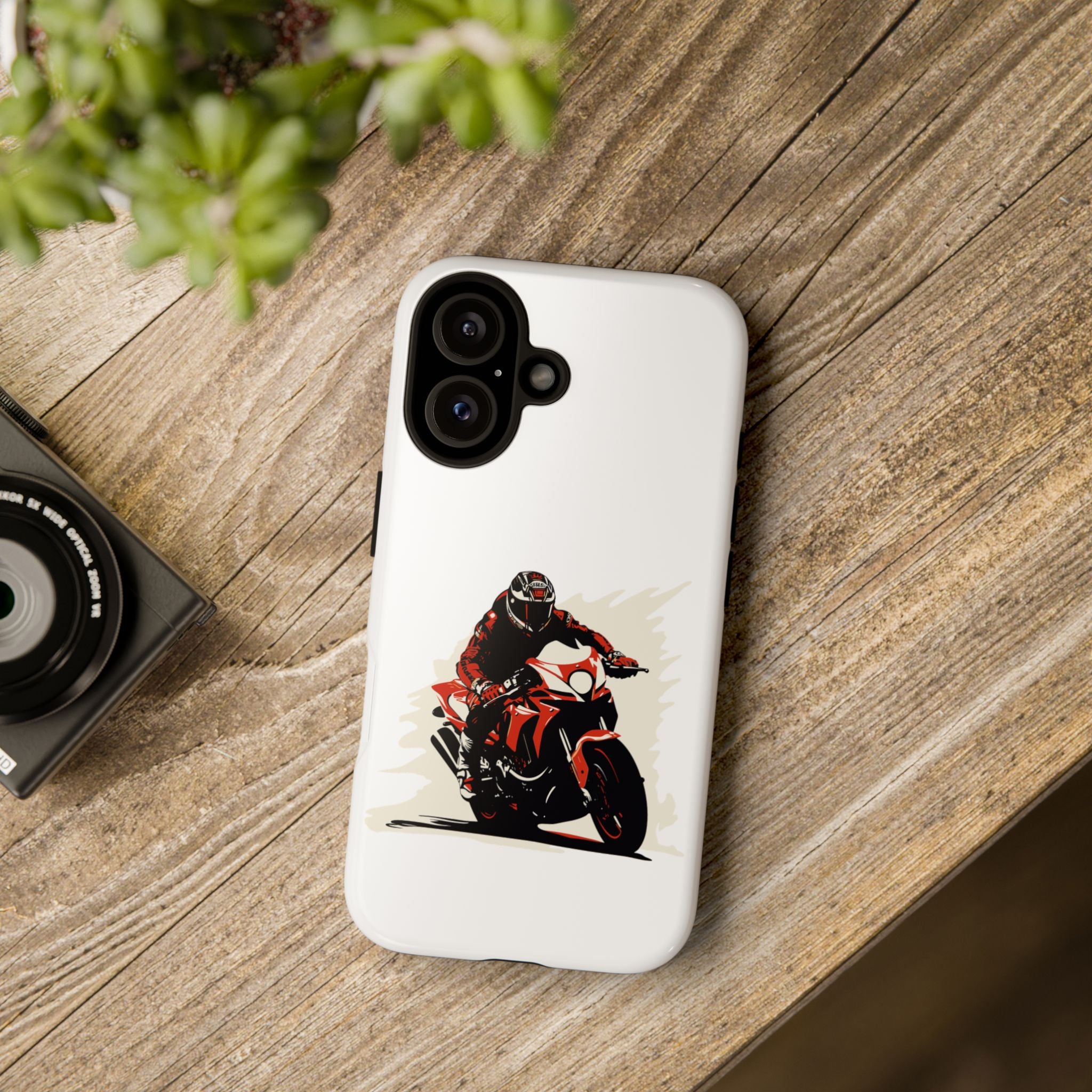 Motorcycle Phone Case, Tough Cases for Riders, Biker Accessory, Gifts for Motorcyclists, Red Bike Design