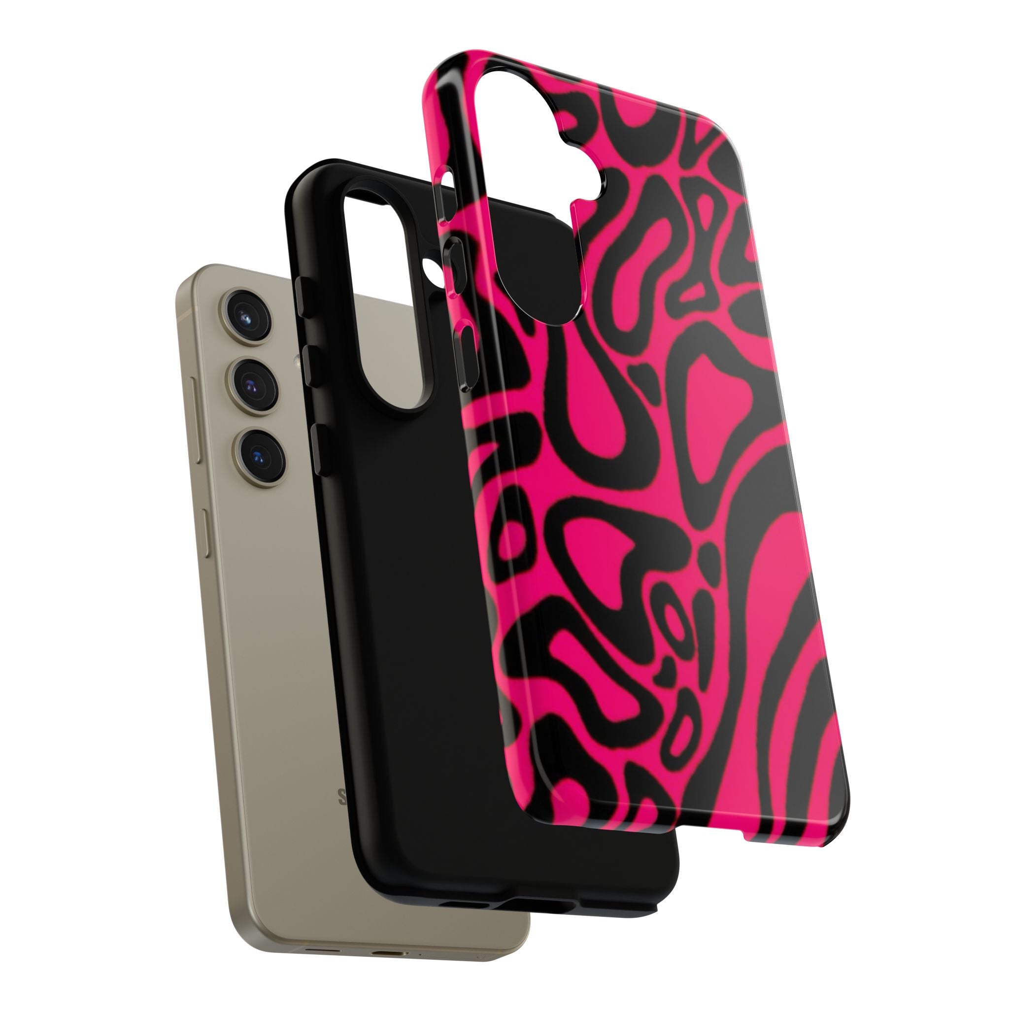 Bold Pink Patterned Phone Case, Stylish Tough Case, Trendy Accessory, Gift for Her, Tech Protection