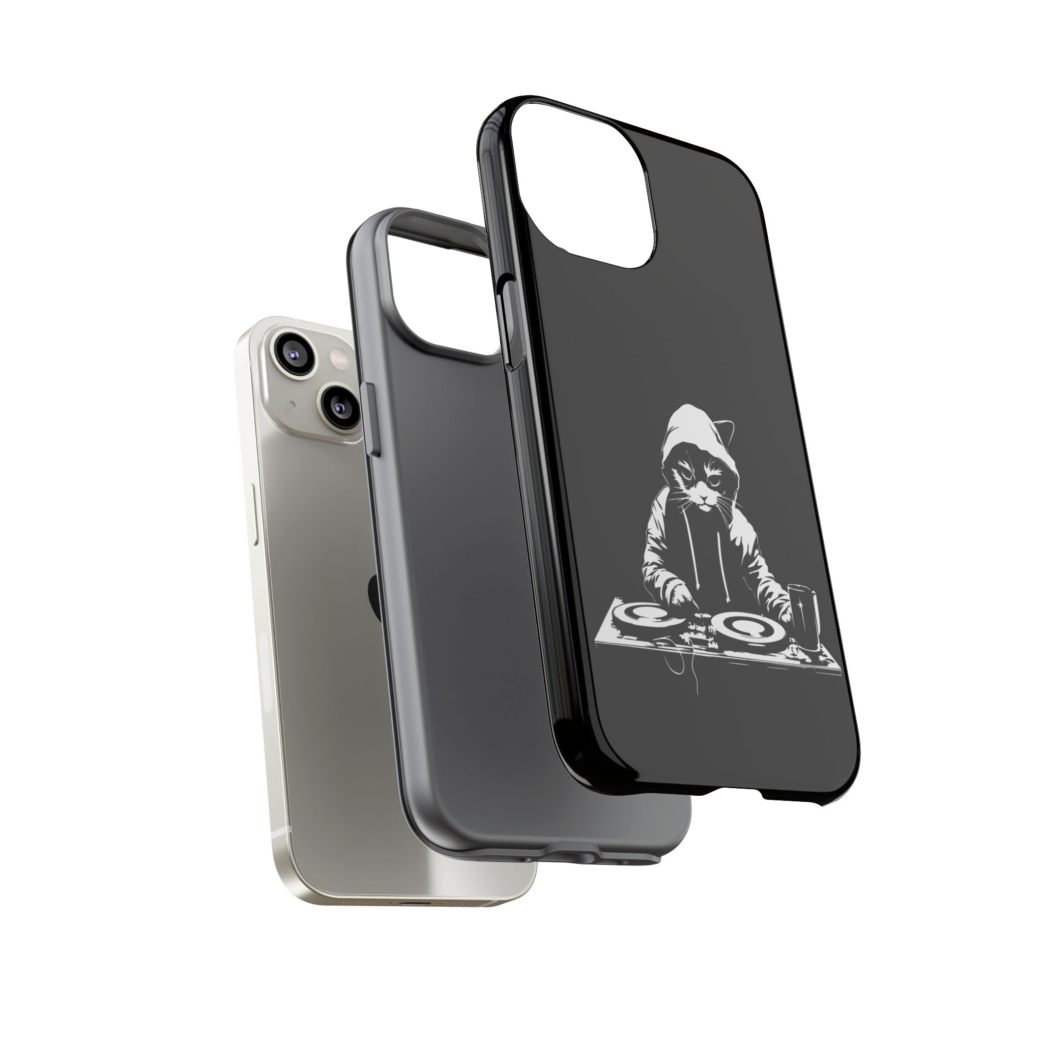 DJ Cat Phone Case, Tough Phone Cover, Pet Lover Gift, Music Enthusiast Accessory, Cute Cat Decor, Unique Case Design