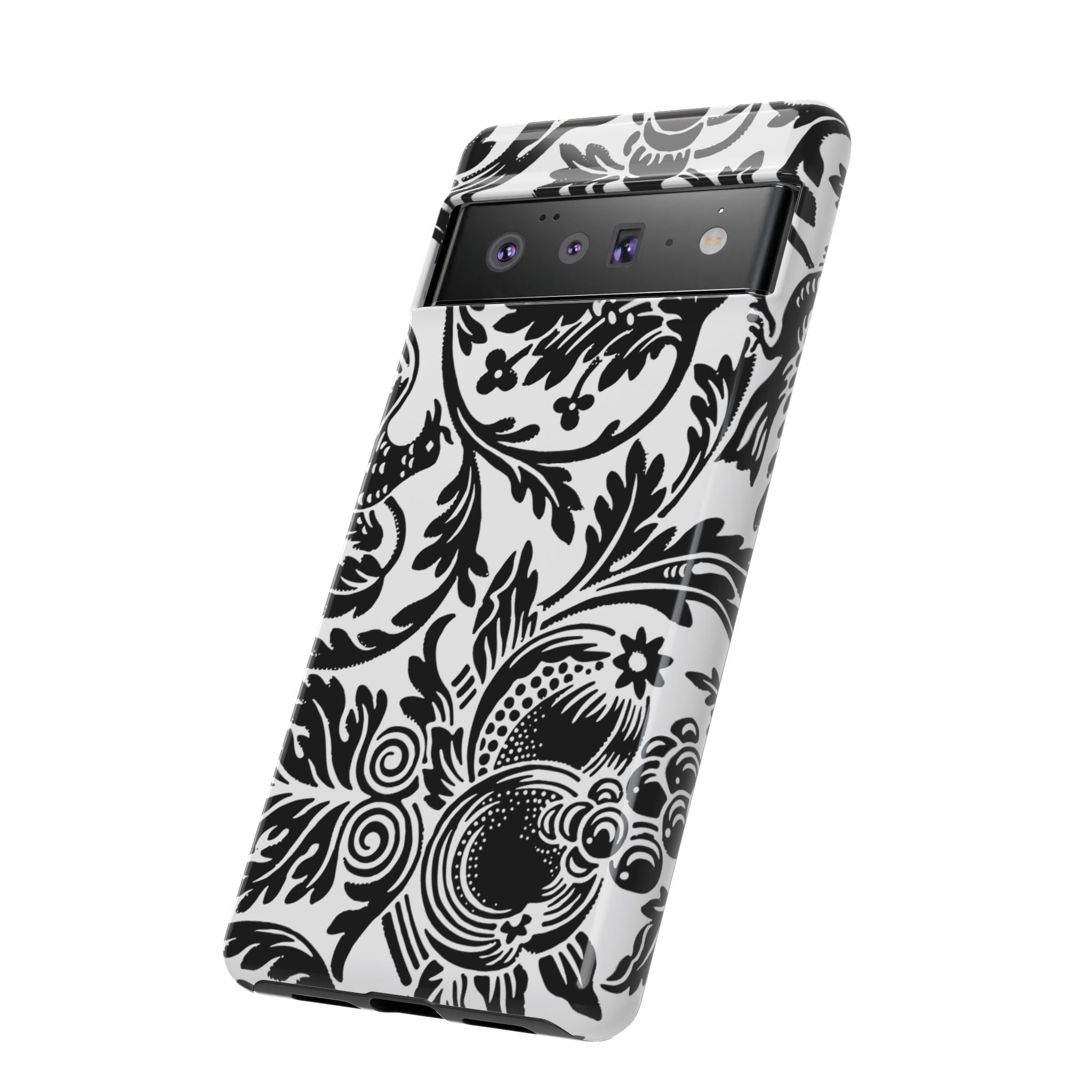 Elegant Black Floral Phone Case, Tough Cases, Stylish Phone Protection, Gift for Her, Floral Design, Trendy Accessories
