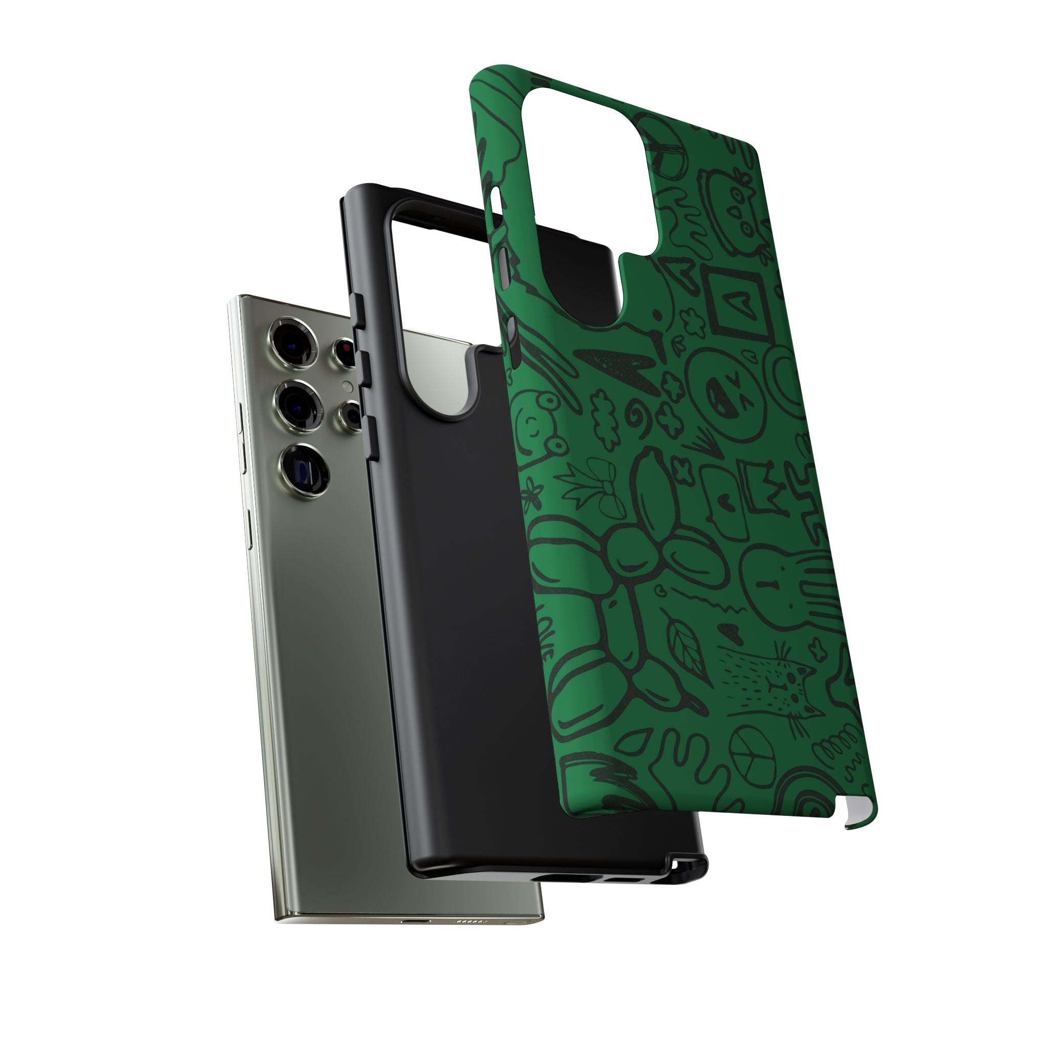 Playful Phone Case, Vibrant Green Tough Case, Quirky Graphic Design, Unique Gift for Kids, Fun Accessories, Christmas, Birthday
