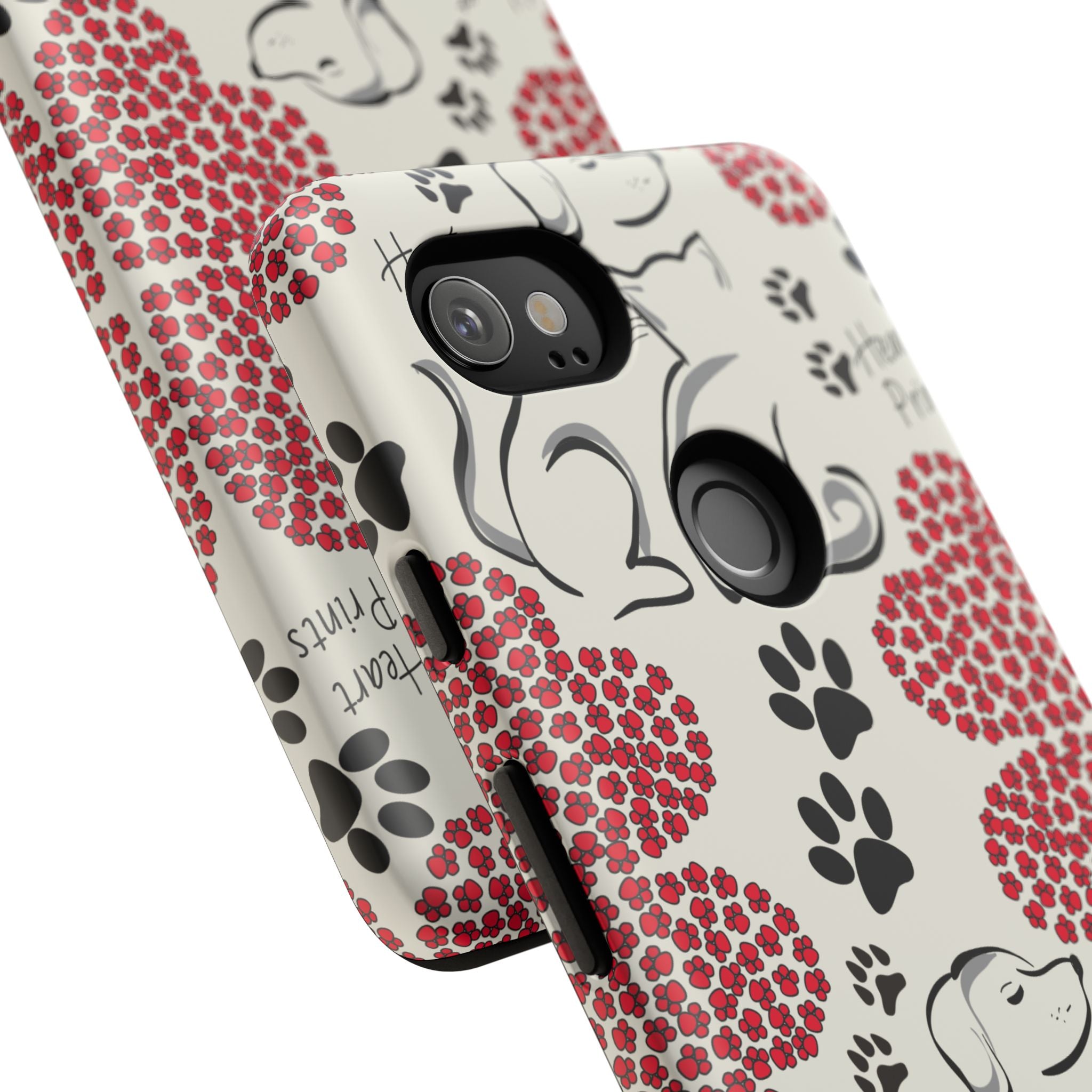 Stylish Phone Case with Heart Prints for Pet Lovers, Dog Lover Gift, Floral Pattern, Customizable Design, Cute Animal Accessories