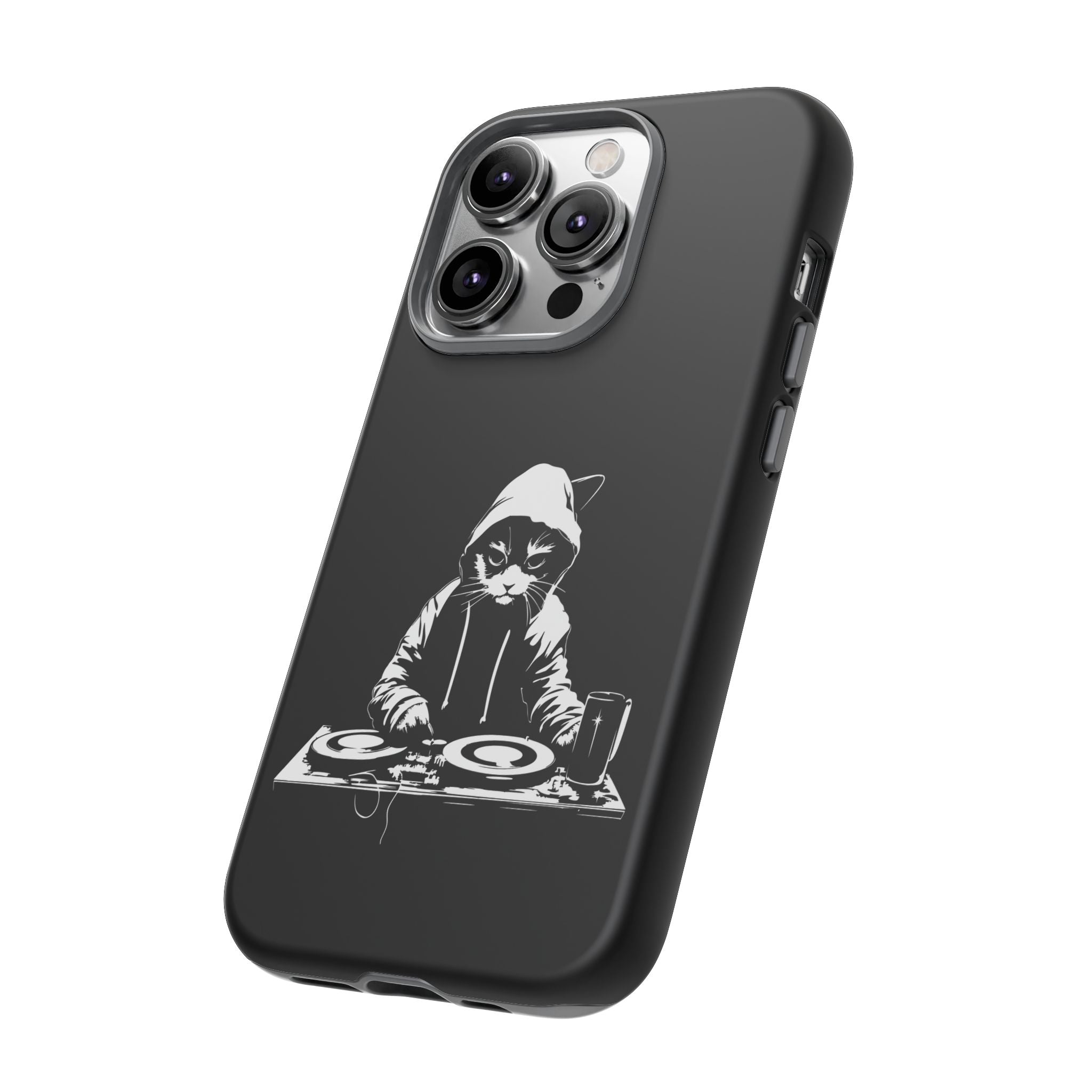 DJ Cat Phone Case, Tough Phone Cover, Pet Lover Gift, Music Enthusiast Accessory, Cute Cat Decor, Unique Case Design