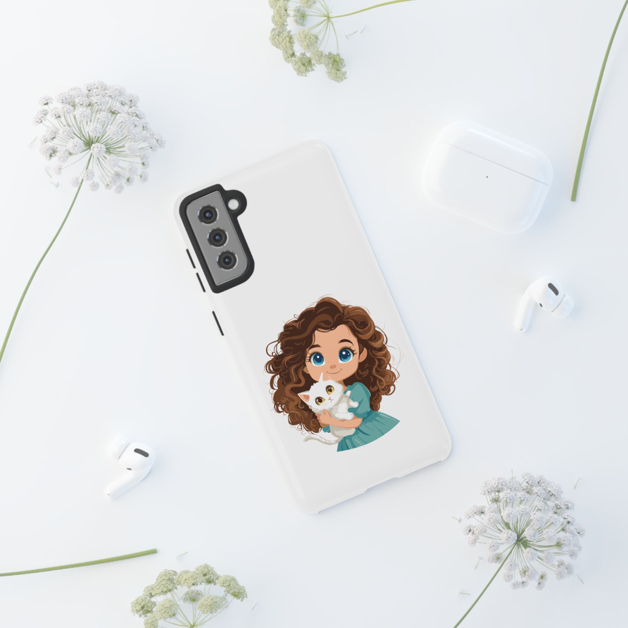 Cute Cat Lover Phone Case, Tough Phone Cover, Pet Lover Gift, Personalized Gift, Kids Phone Case, Animal Lover Accessories