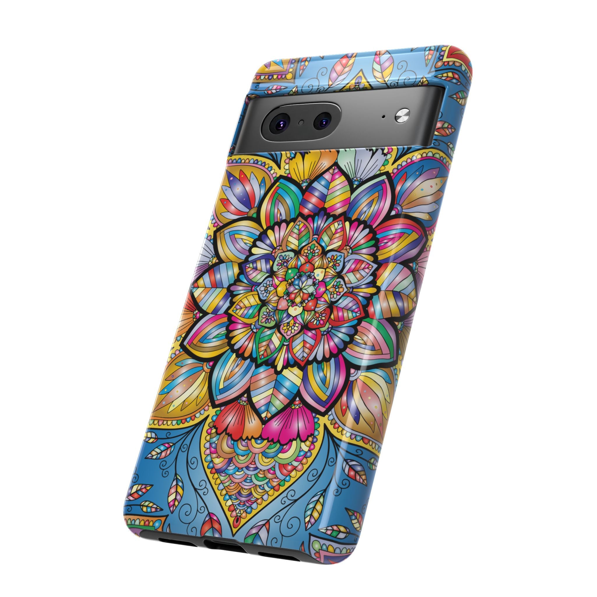 Vibrant Floral Phone Case, Tough Phone Cover, Colorful Mobile Accessory, Artistic Gift, Mandala Design, Everyday Use