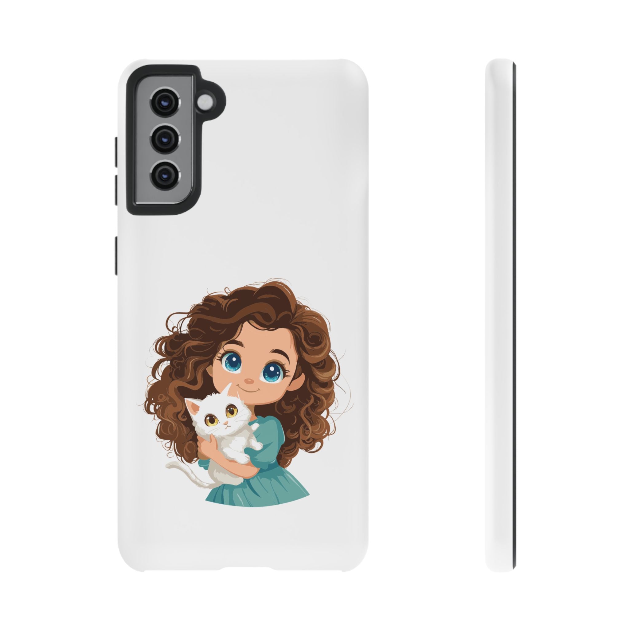 Cute Cat Lover Phone Case, Tough Phone Cover, Pet Lover Gift, Personalized Gift, Kids Phone Case, Animal Lover Accessories