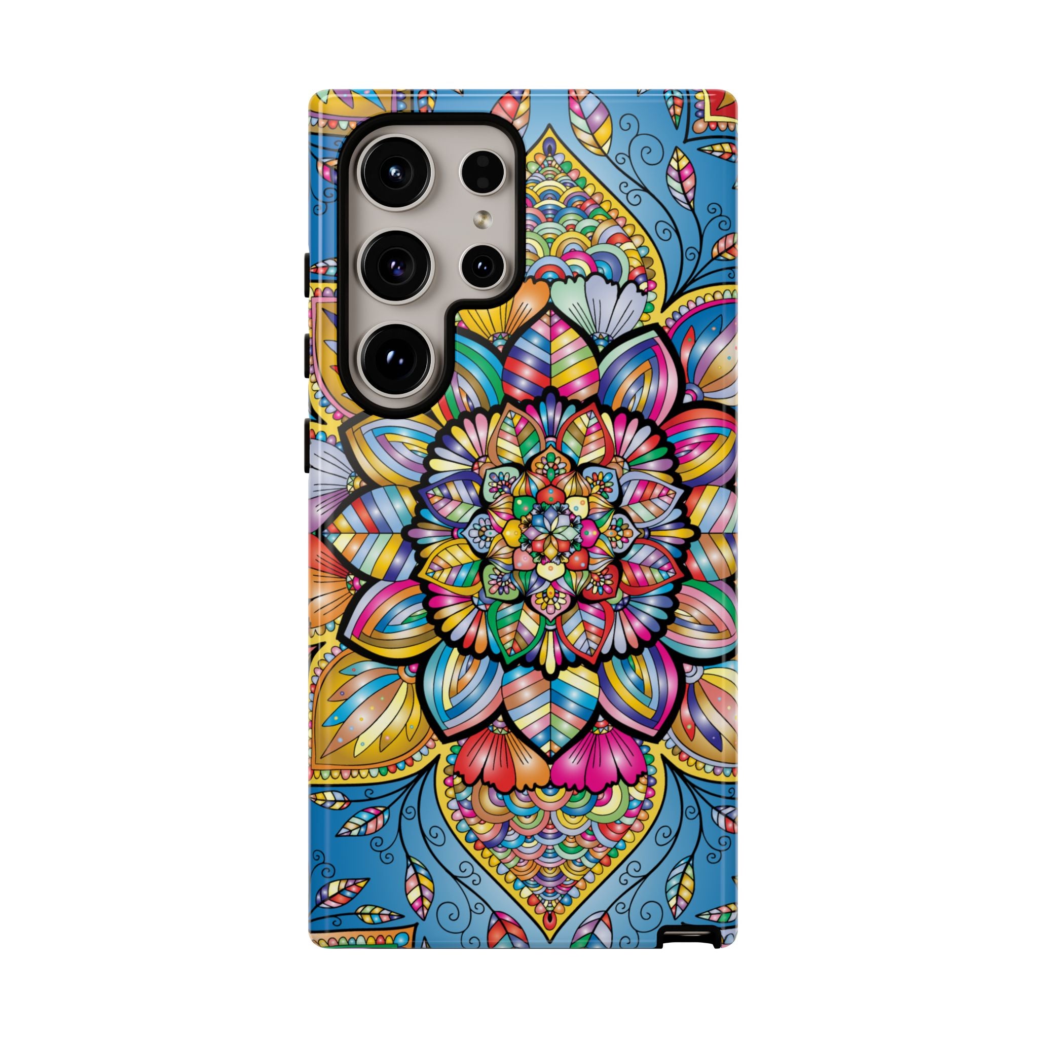 Vibrant Floral Phone Case, Tough Phone Cover, Colorful Mobile Accessory, Artistic Gift, Mandala Design, Everyday Use
