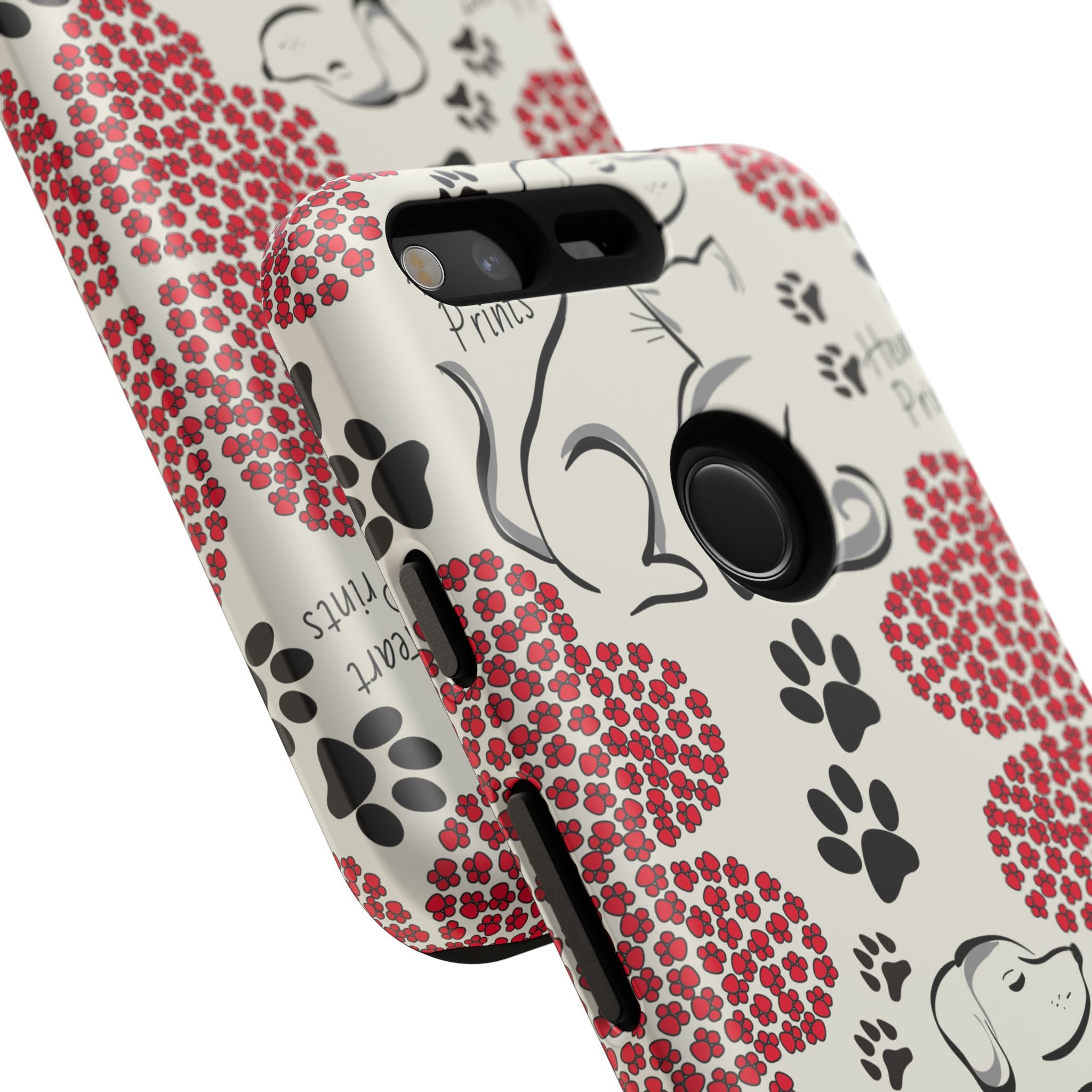 Stylish Phone Case with Heart Prints for Pet Lovers, Dog Lover Gift, Floral Pattern, Customizable Design, Cute Animal Accessories