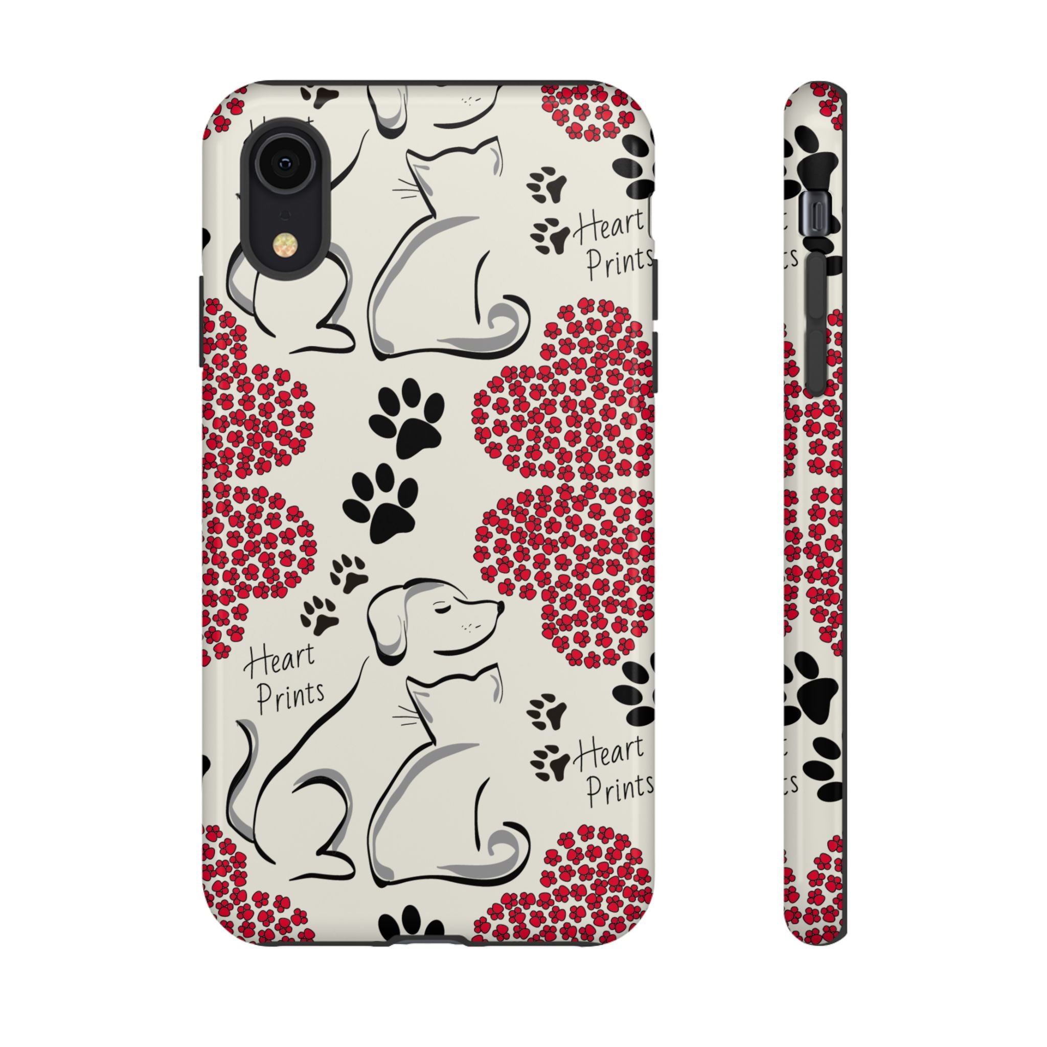Stylish Phone Case with Heart Prints for Pet Lovers, Dog Lover Gift, Floral Pattern, Customizable Design, Cute Animal Accessories