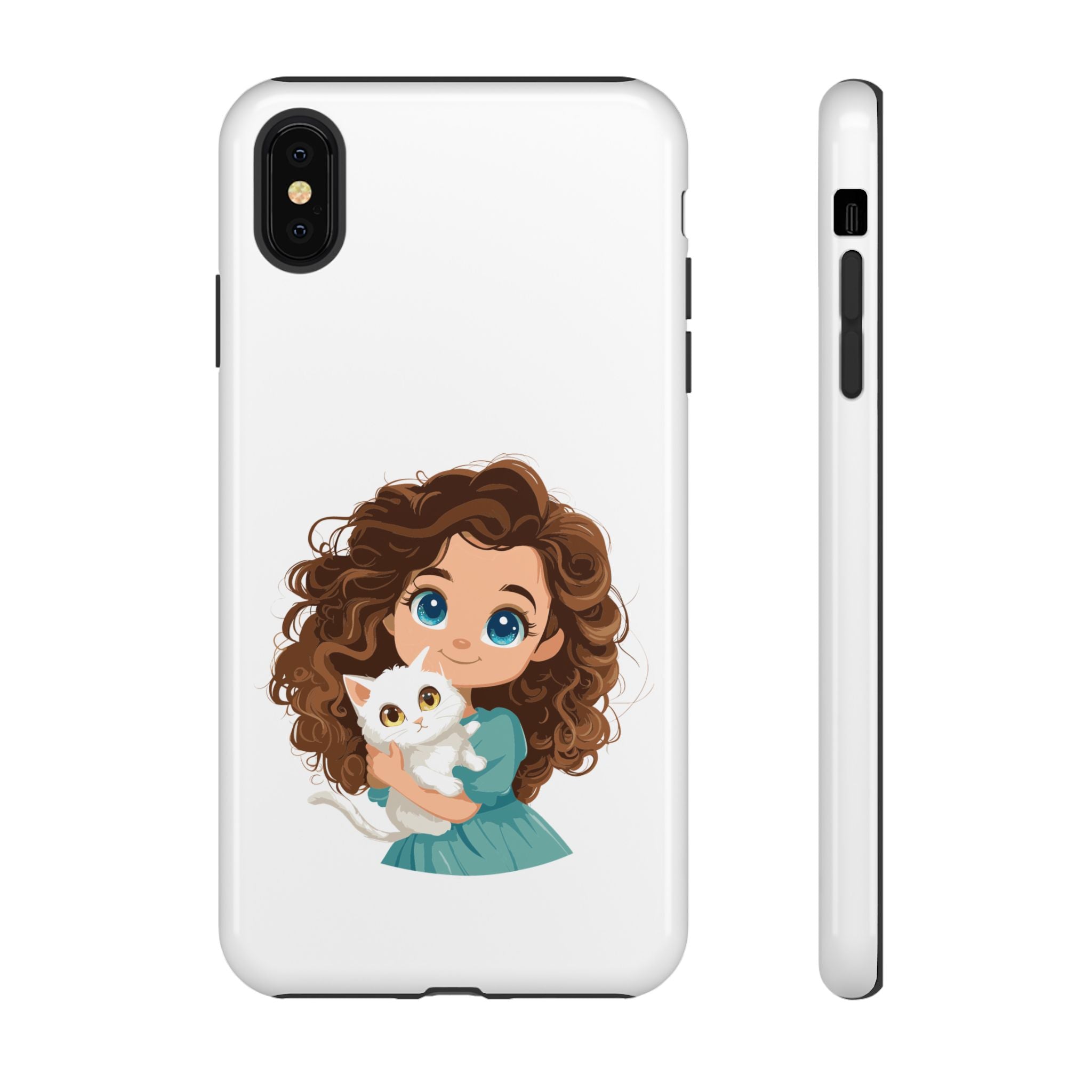 Cute Cat Lover Phone Case, Tough Phone Cover, Pet Lover Gift, Personalized Gift, Kids Phone Case, Animal Lover Accessories
