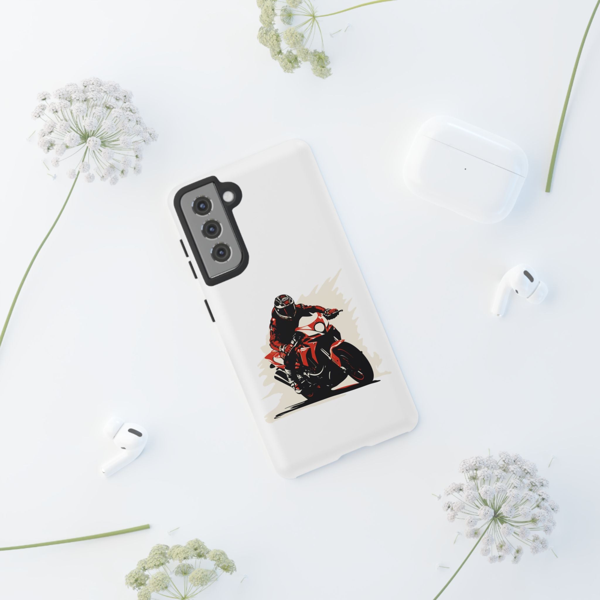 Motorcycle Phone Case, Tough Cases for Riders, Biker Accessory, Gifts for Motorcyclists, Red Bike Design