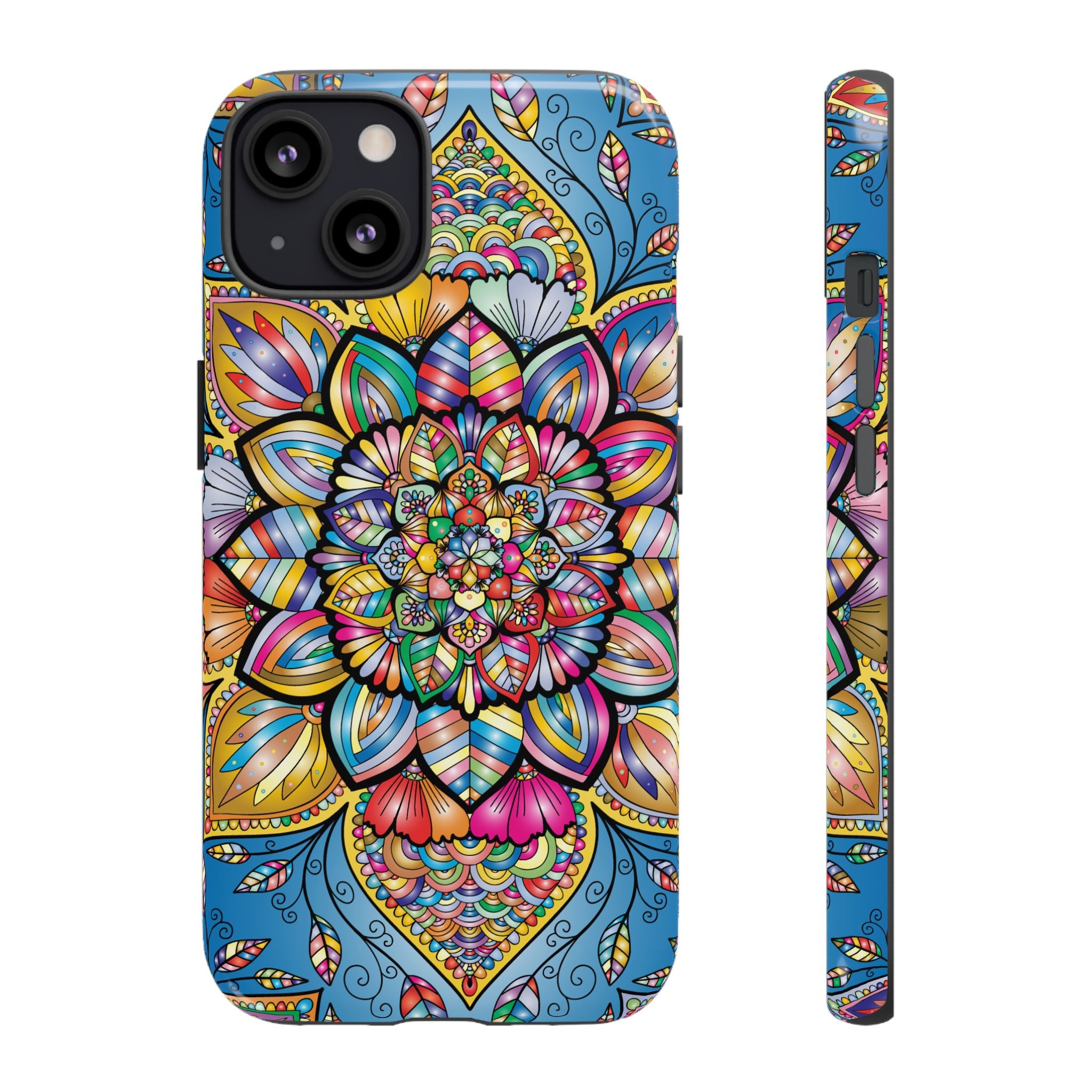Vibrant Floral Phone Case, Tough Phone Cover, Colorful Mobile Accessory, Artistic Gift, Mandala Design, Everyday Use